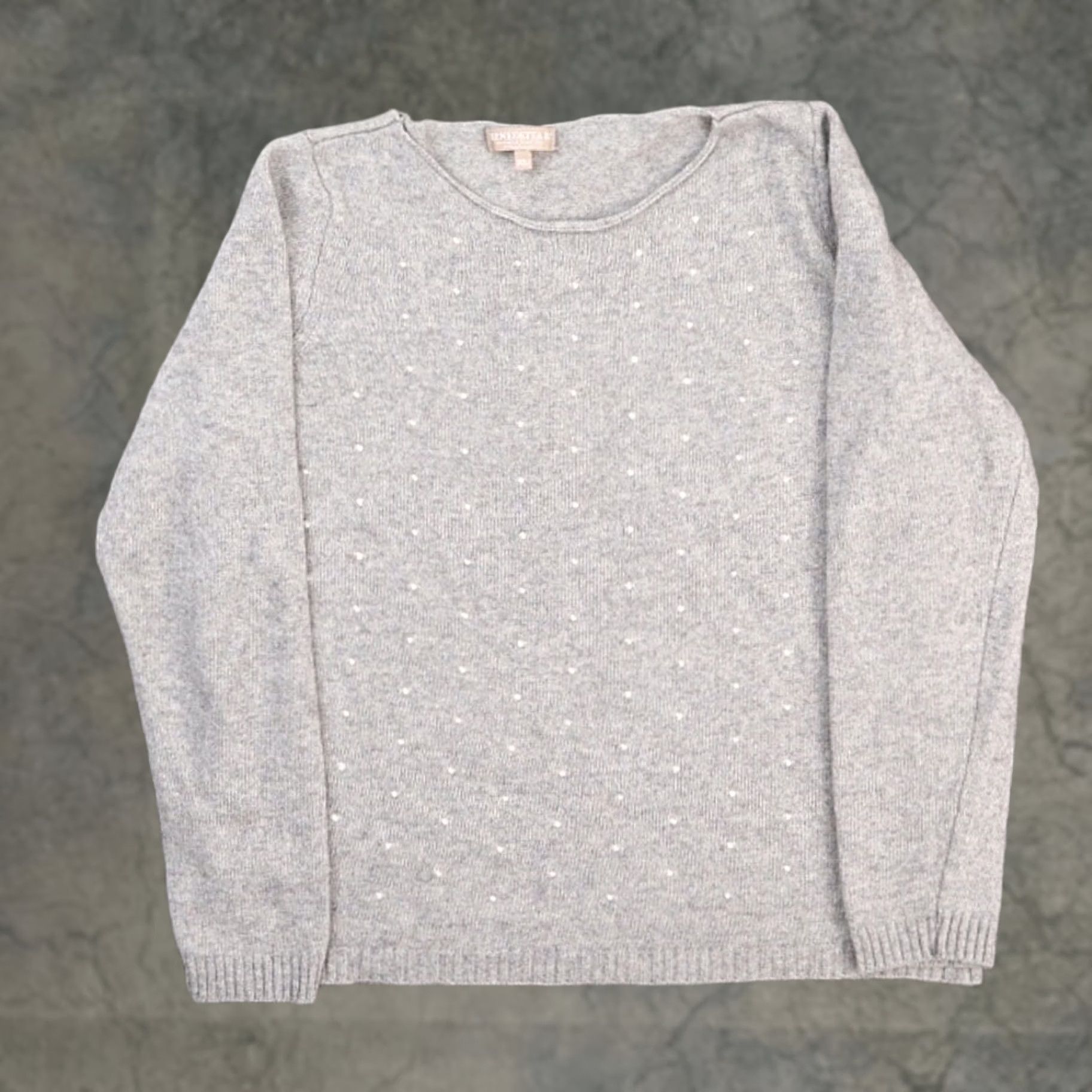 Vintage Benedetta B Sweater Long Sleeve Round Neck XL Gray Polka Dot Angora Viscose Wool Yak Ladies Pullover Italy Made in Italy Women Size XL / US 12-14 / IT 48-50 - 1 Thumbnail
