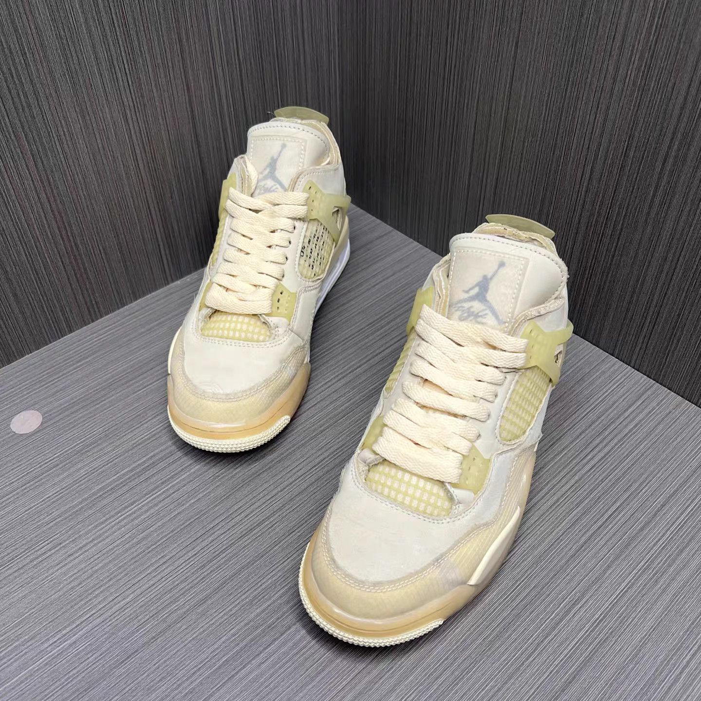 Jordan Brand OFF-WHITE × Jordan Air Jordan 4 Sail Sneakers K15 Size US 6 / EU 39 - 1 Thumbnail