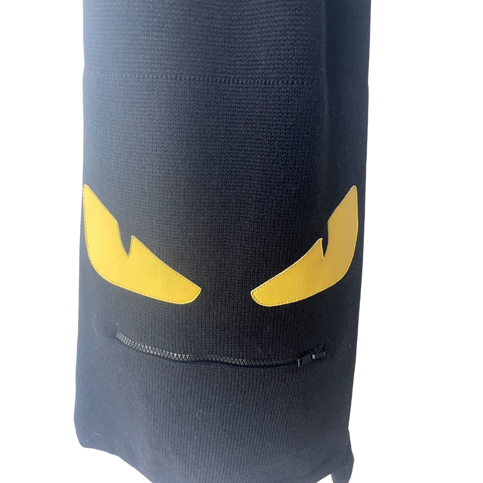 Fendi Fendi Black Knit Scarf With Yellow Eyes & Zipper Mouth Detai Size ONE SIZE - 3 Thumbnail