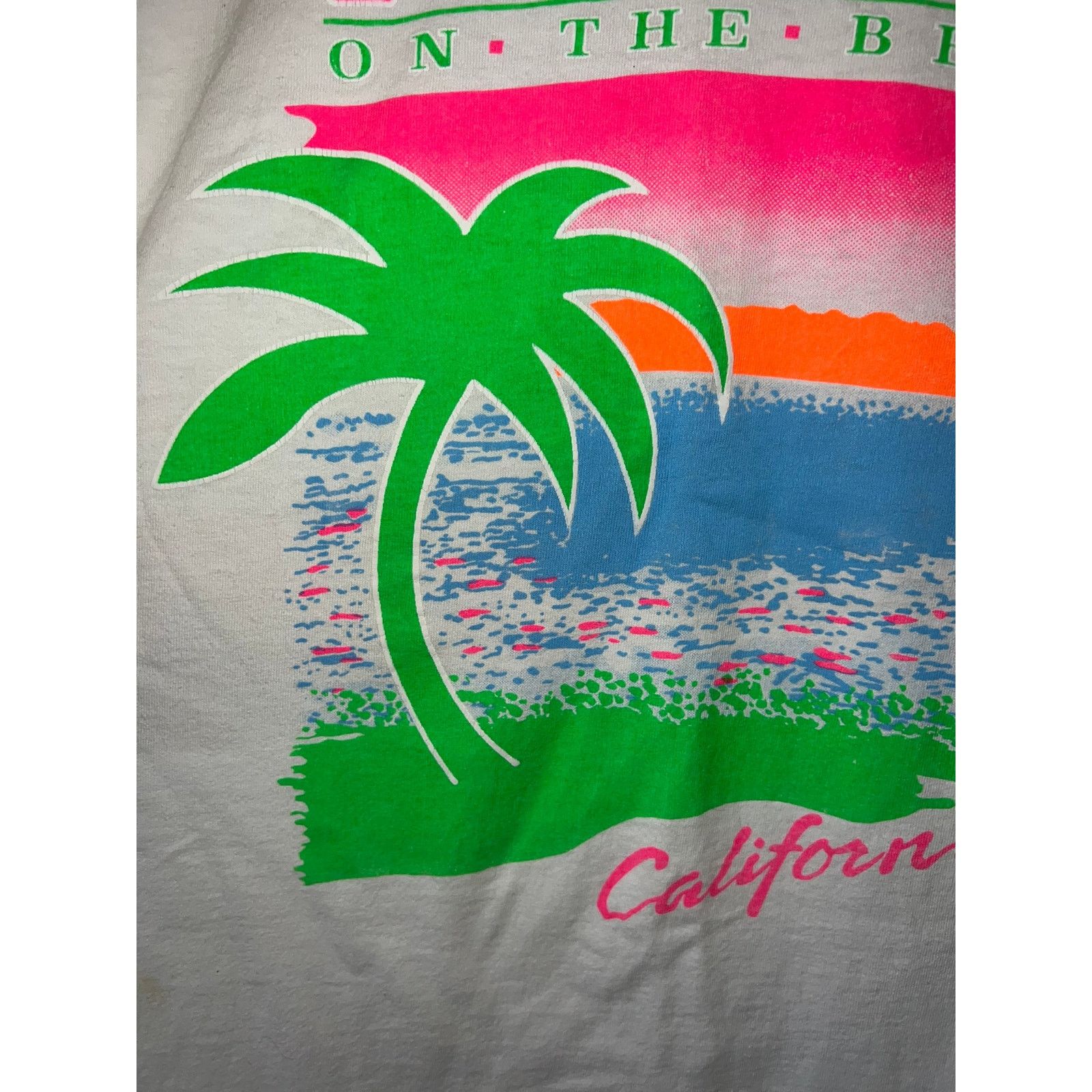 Fruit Of The Loom Vintage California Tropical Graphic White Extra Large Shirt Size US XL / EU 56 / 4 - 2 Thumbnail