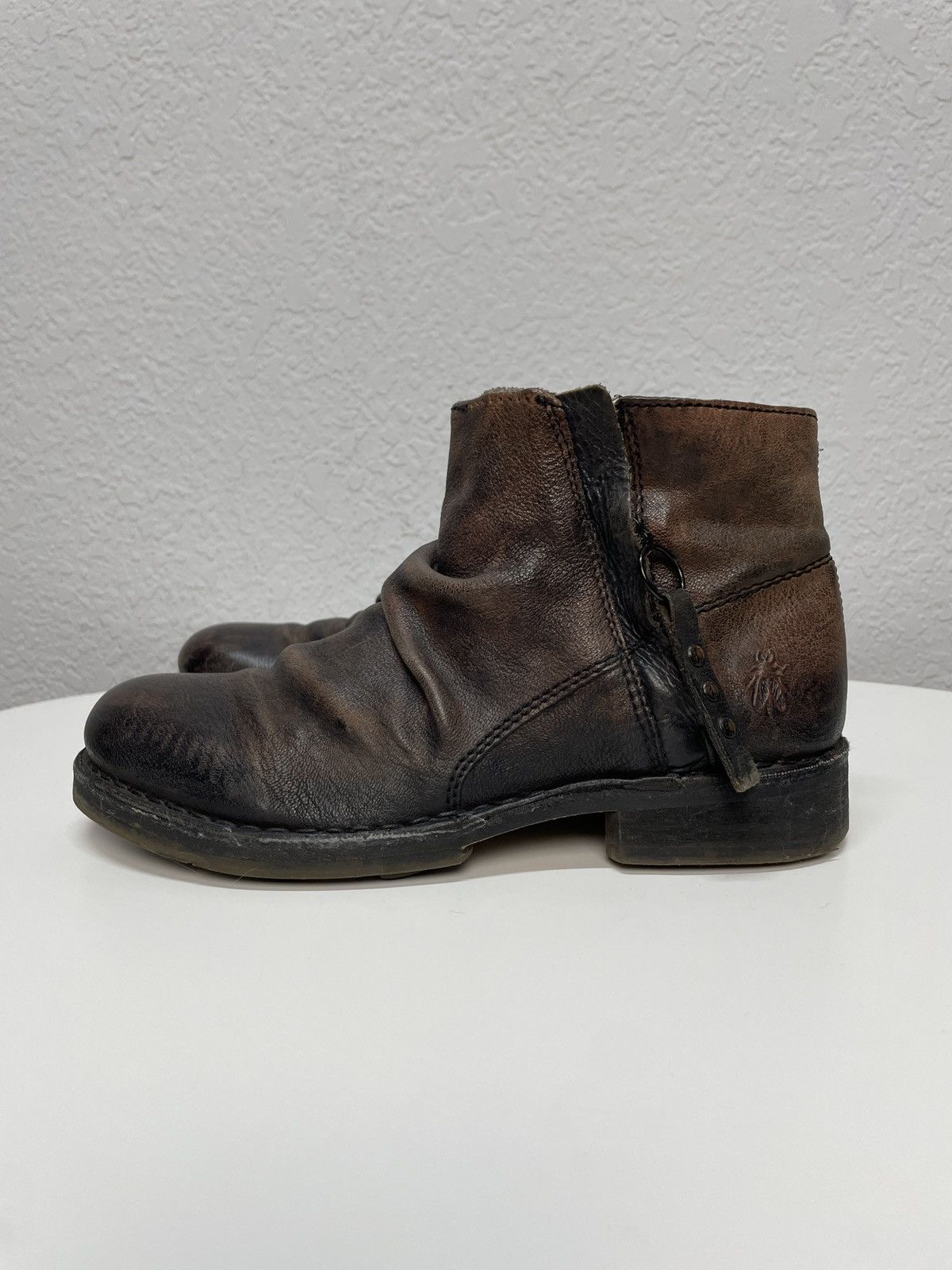 If Six Was Nine Vintage Italian AS 98 Rick Owens Style Leather Biker Boots Size US 5.5 / EU 38 - 7 Thumbnail