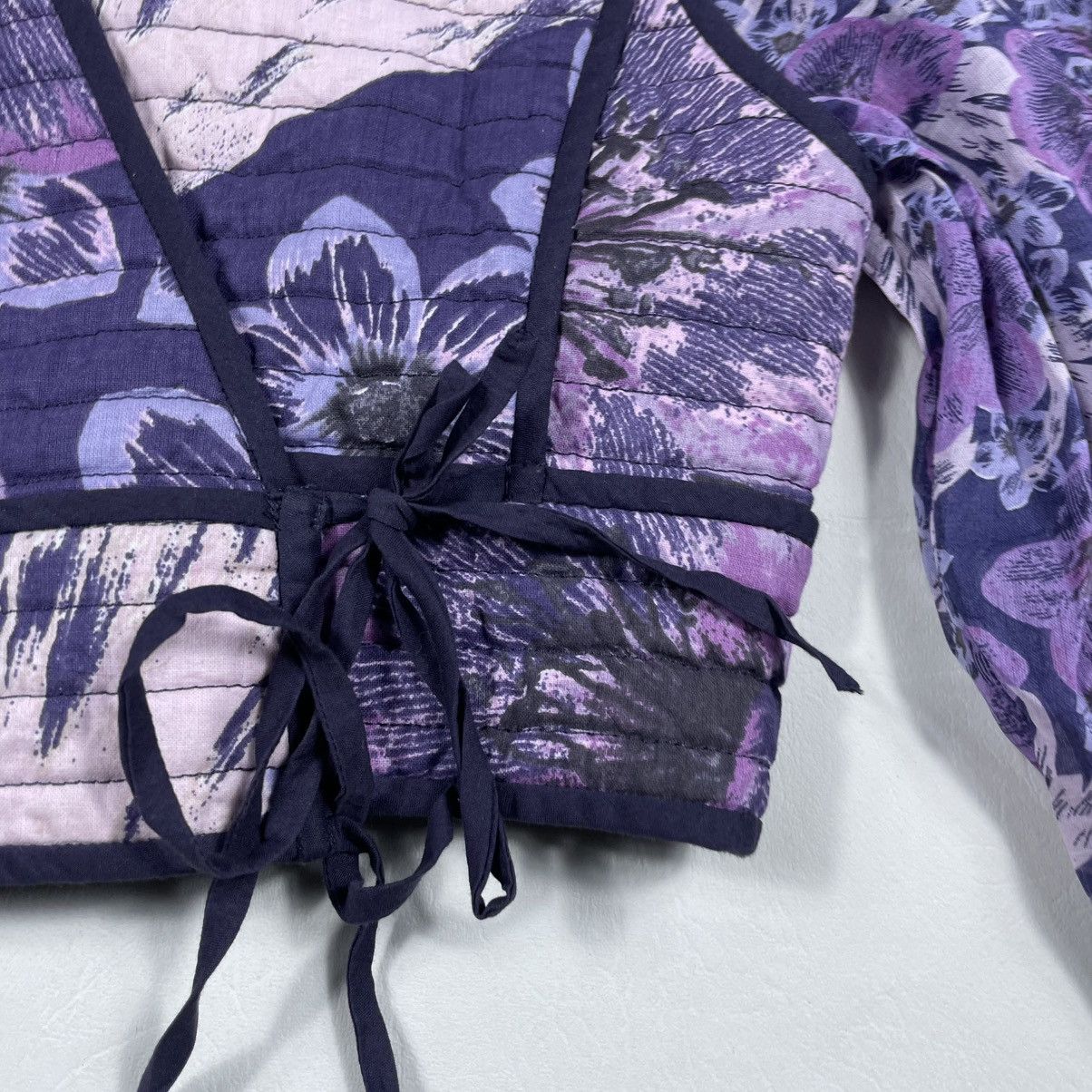 Isabel Marant Etoile ISABEL ÉTOILE MARANT PURPLE HALITA FLORAL CROPPED BLOUSE Size XS / US 0-2 / IT 36-38 - 3 Thumbnail