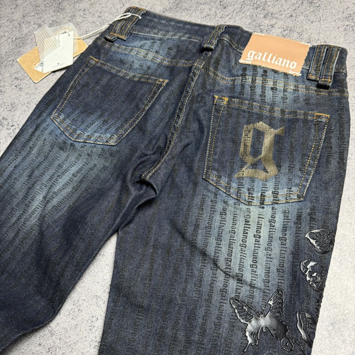 John Galliano NEW Galliano Y2K 00s Multi Logo Jeans Size 25" / US 0 / IT 36 - 4 Thumbnail