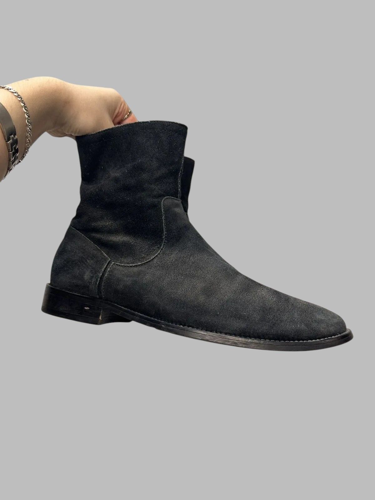 Hedi Slimane AS98 Style Italian Leather Mens Boots Meltal Zip Rick Owens Size US 8 / EU 41 - 2 Thumbnail