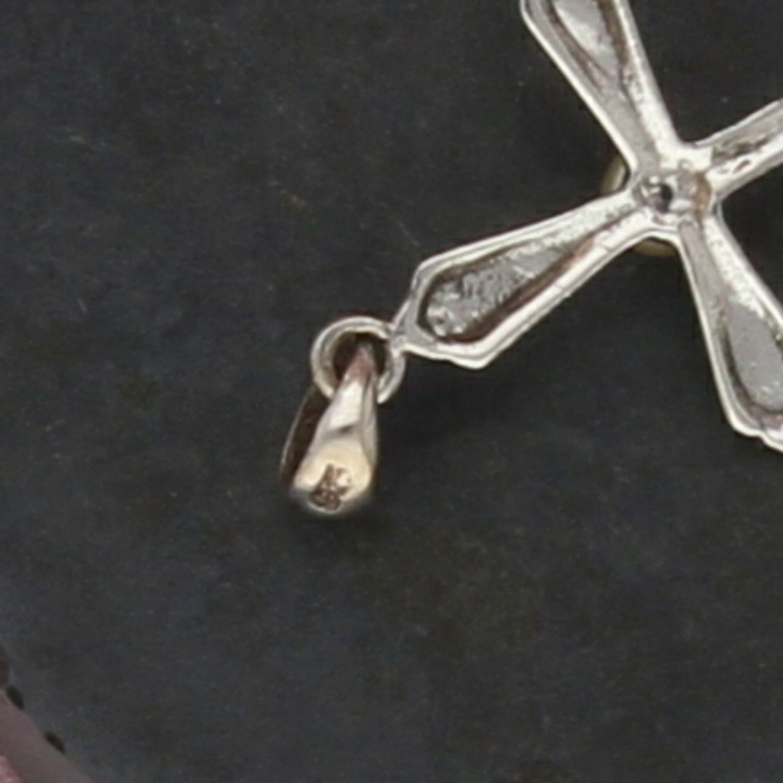 Sterling Silver sterling silver vintage marcasite pearl cross pendant Size ONE SIZE - 3 Thumbnail