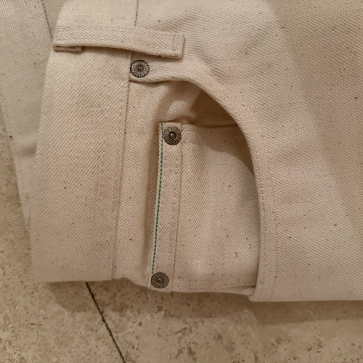 Naked & Famous Naked and Famous Cream Ecru Selvedge Denim Straight Leg Size US 34 / EU 50 - 6 Thumbnail
