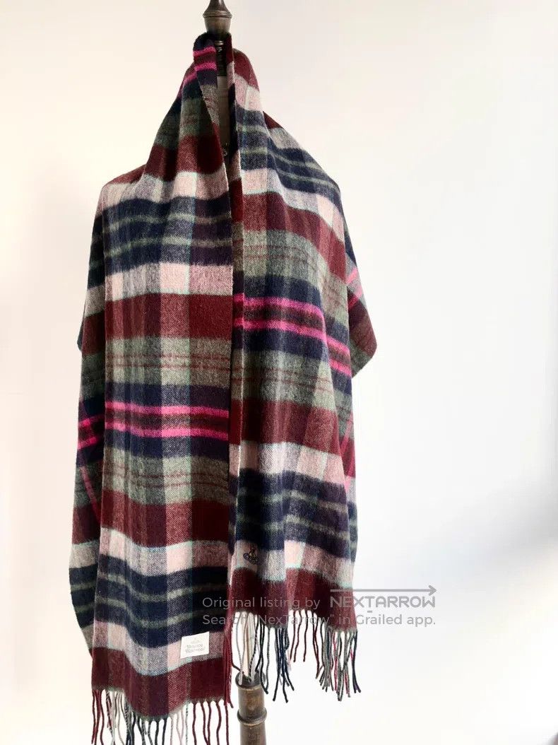 Vivienne Westwood Vivienne Westwood Pink Blue Plaid Marked Saturn Scarf Size ONE SIZE - 4 Thumbnail
