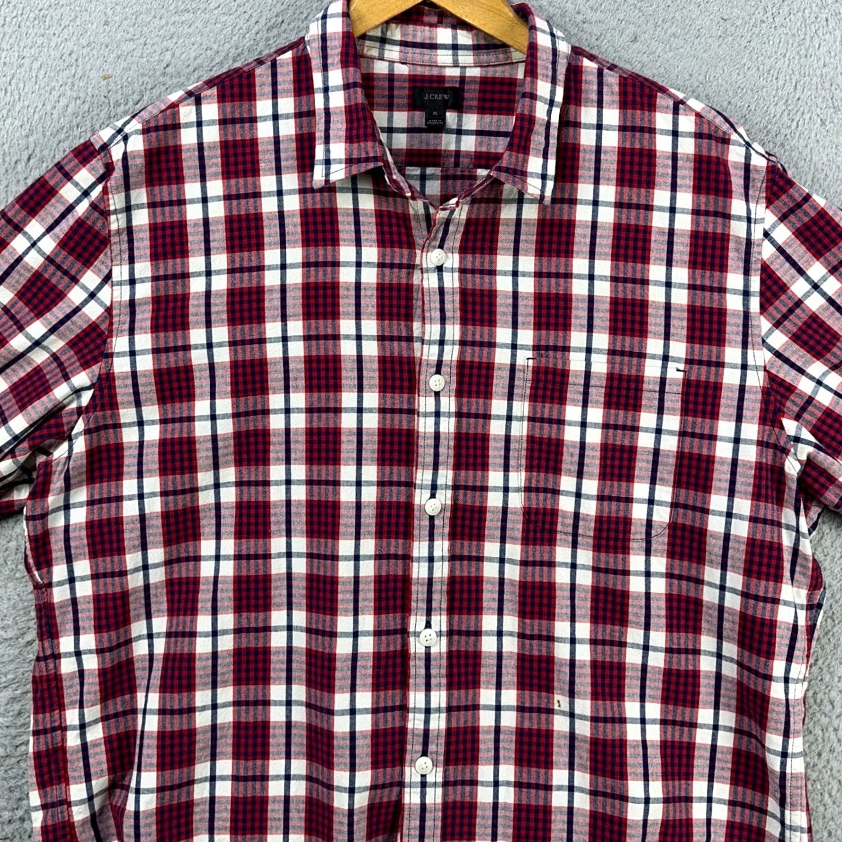 J.Crew J. Crew Shirt Button Up Mens XL Red Blue Plaid Long Sleeve Pockets Regular Fit Size US XL / EU 56 / 4 - 2 Thumbnail