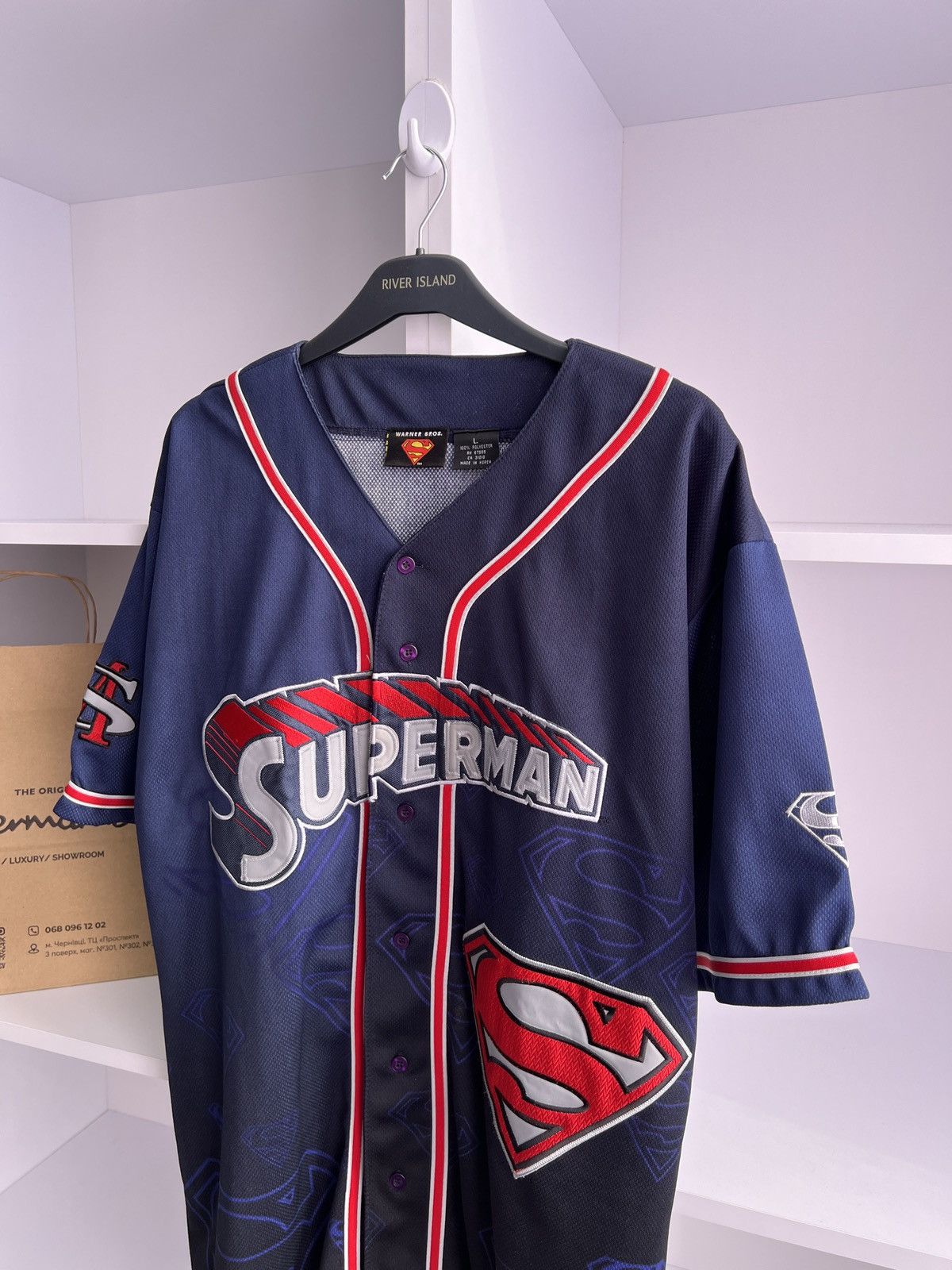 DC Comics × Vintage Vintage Superman Embroidered Warner Bros Jersey Size US L / EU 52-54 / 3 - 7 Thumbnail