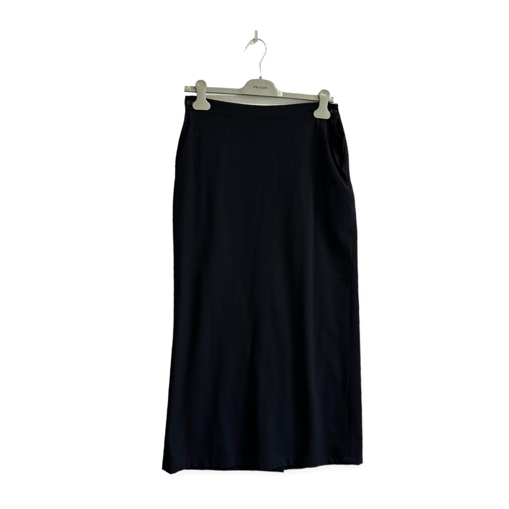 image of Ys Vintage 90S, Y’S Yohji Yamamoto Dark Navy Wool Midi Skirt, S in Blue, Women's (Size 28)