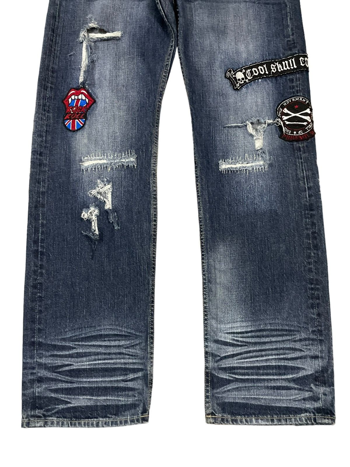 Seditionaries Vintage Y2K Punk Style Patches Denim Loose Distressed Jeans Size US 33 - 5 Thumbnail