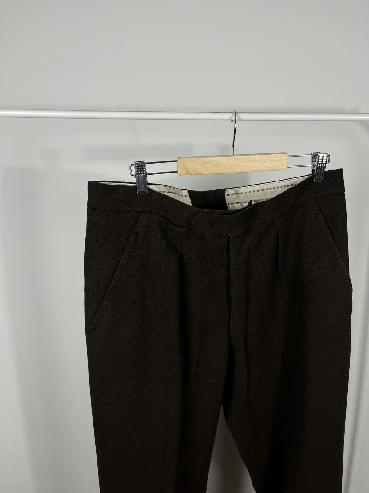 Other Vintage Wool Trousers Dark Brown High Waist Tailored Pants Size US 36 / EU 52 - 4 Thumbnail
