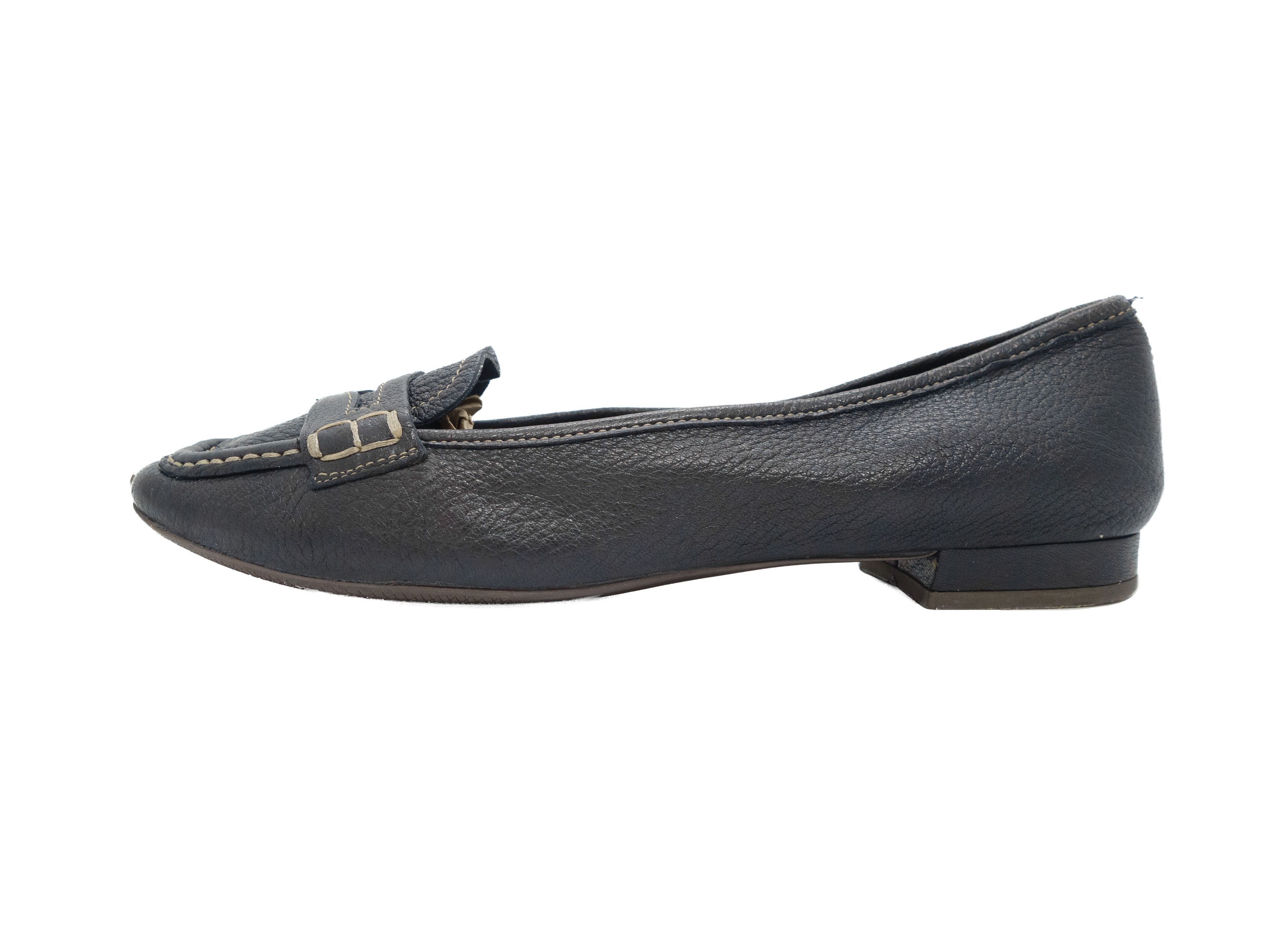 Prada Pebbled Leather Loafer Flats Vintage 00s Size US 8.5 / IT 38.5 - 1 Thumbnail