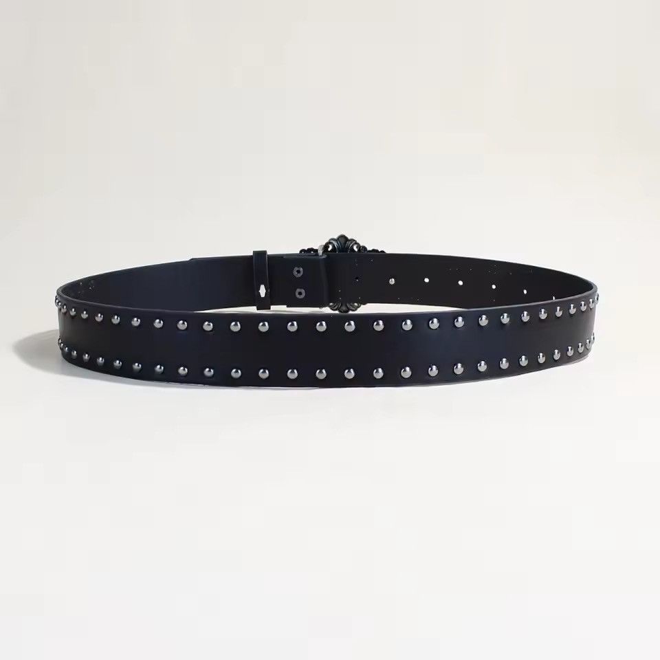 Japanese Brand Black studded cross belt Size 34 - 10 Thumbnail