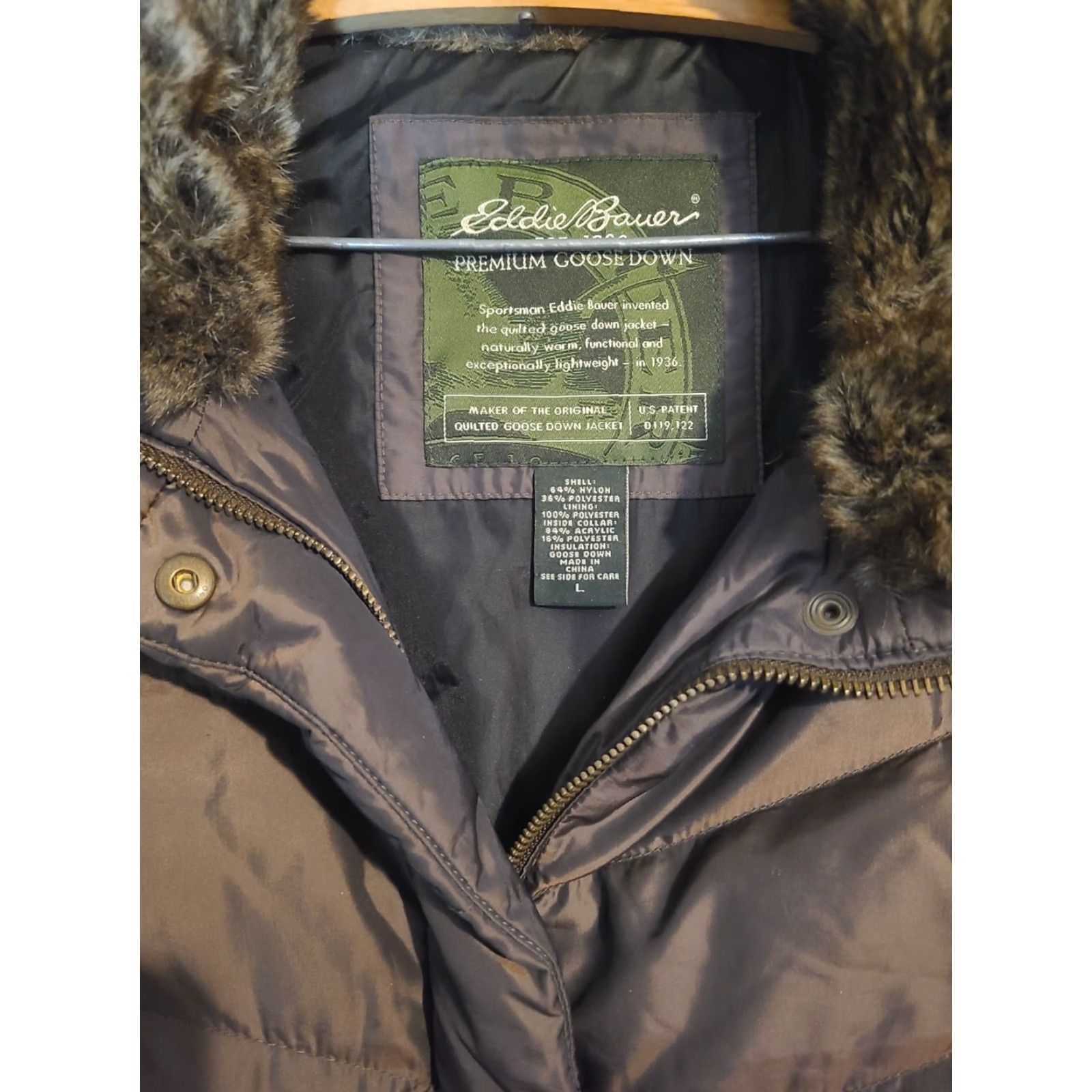 Eddie Bauer VINTAGE Eddie Bauer Womens XS Down Puffer Vest Brown Faux Fur Lined Collar See Photos Size L / US 10 / IT 46 - 3 Thumbnail