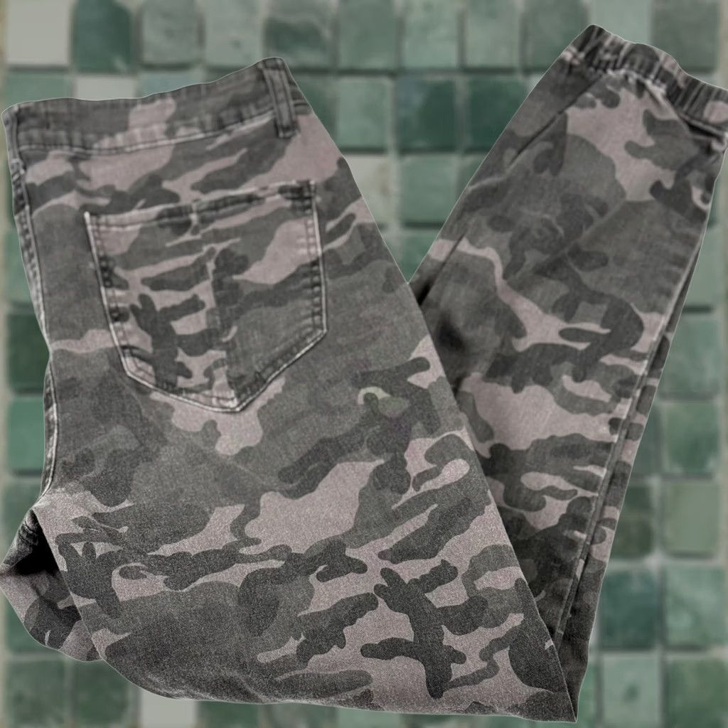 Vintage Prosperity Pants Womens Large Gray Camo Jogger Elastic Waist Cotton Blend Casual Size 36" / US 14 / IT 50 - 1 Thumbnail