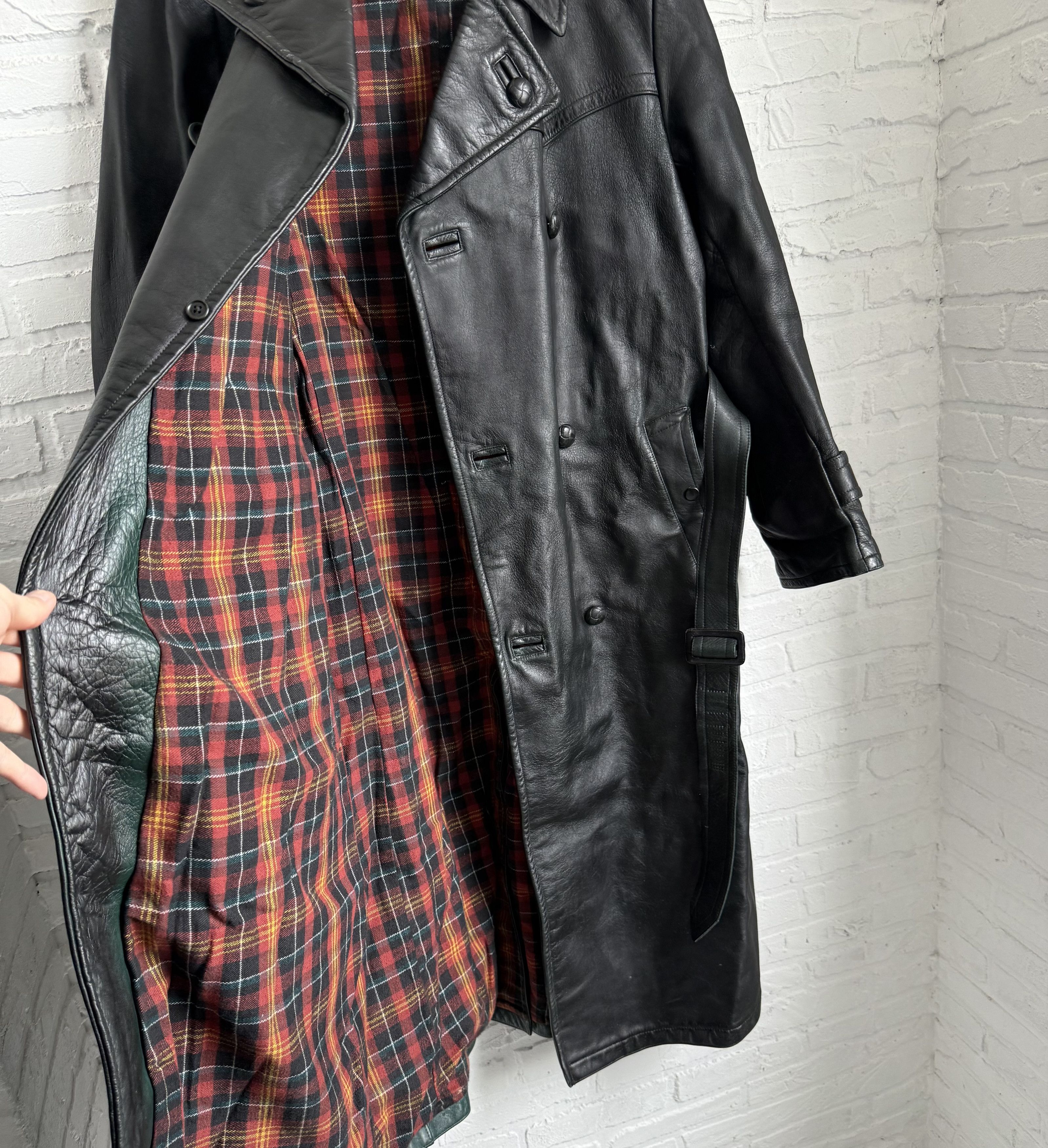 Vintage Vintage German Leather Trench Coat Ledermantel Black Size US M / EU 48-50 / 2 - 4 Thumbnail