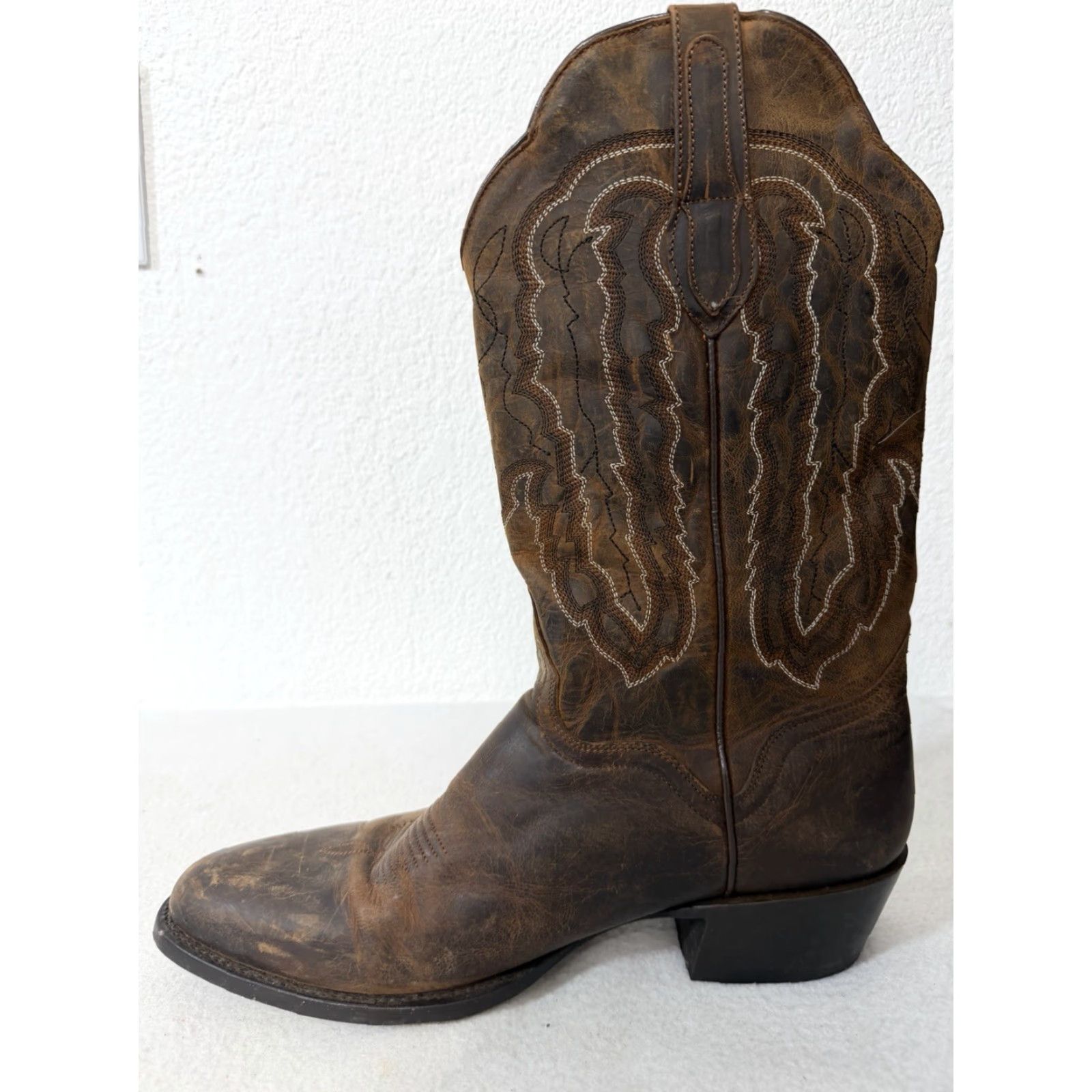Vintage J.B. Dillon Western Boots Men 11 D Brown Goat Leather Embroidered Cowboy Boots Size US 11 / EU 44 - 6 Thumbnail