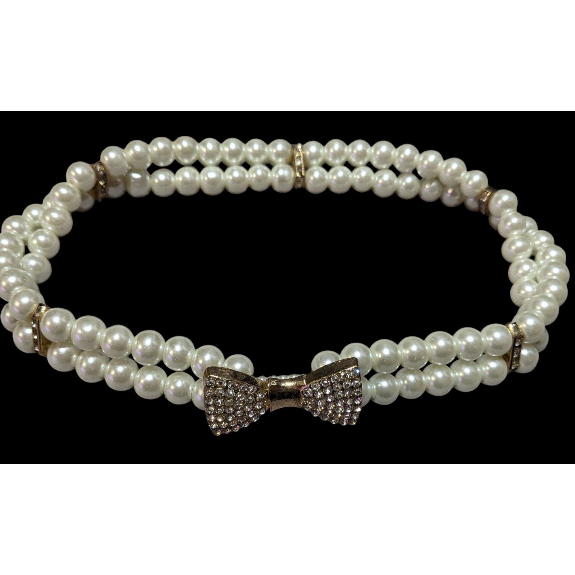 Other Vintage Coquette Rhinestone Faux Pearl Stretch Choker Size ONE SIZE - 2 Thumbnail