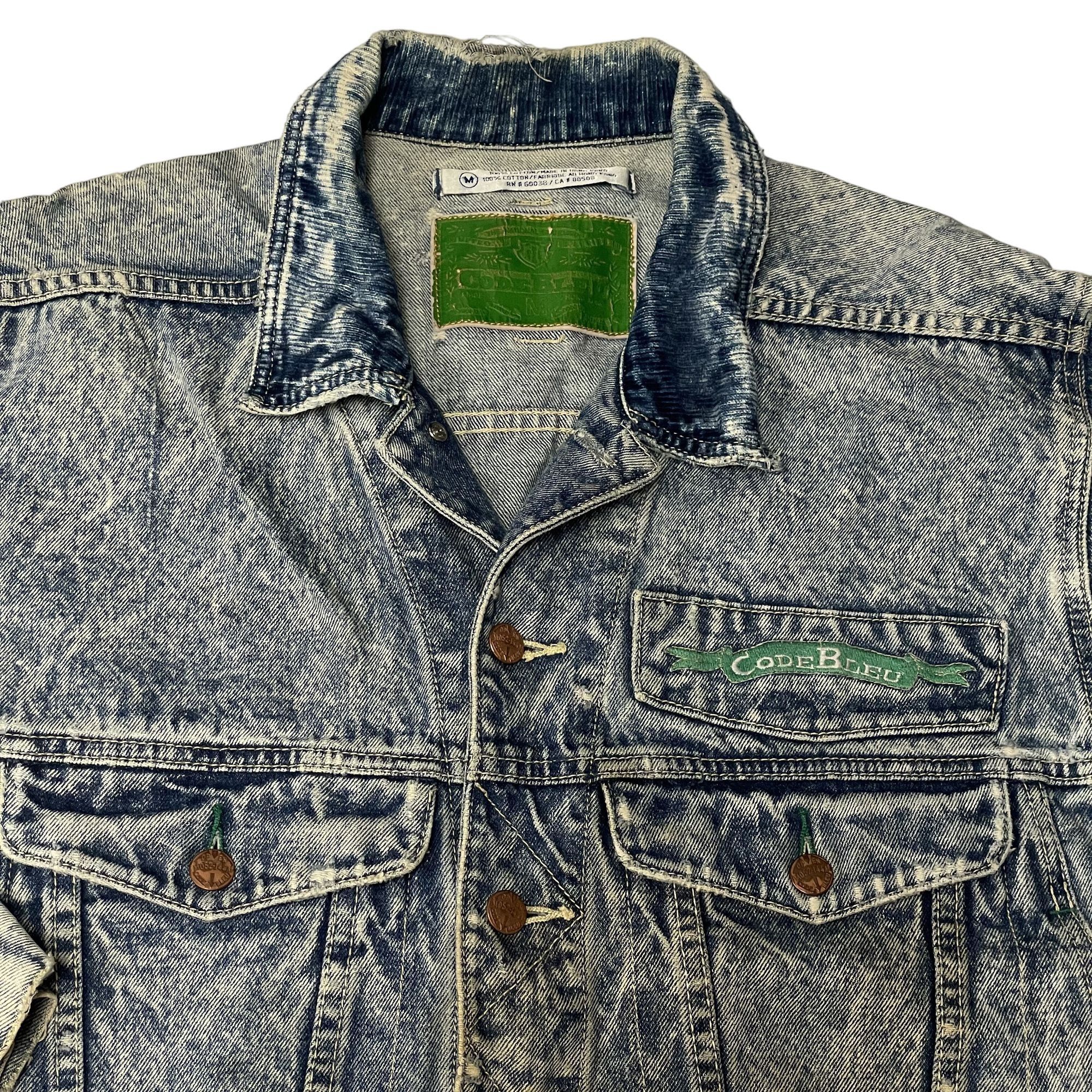 Other Vtg Code Bleu DESTROYED Blue Jean ACID WASH Jacket Size US M / EU 48-50 / 2 - 10 Thumbnail