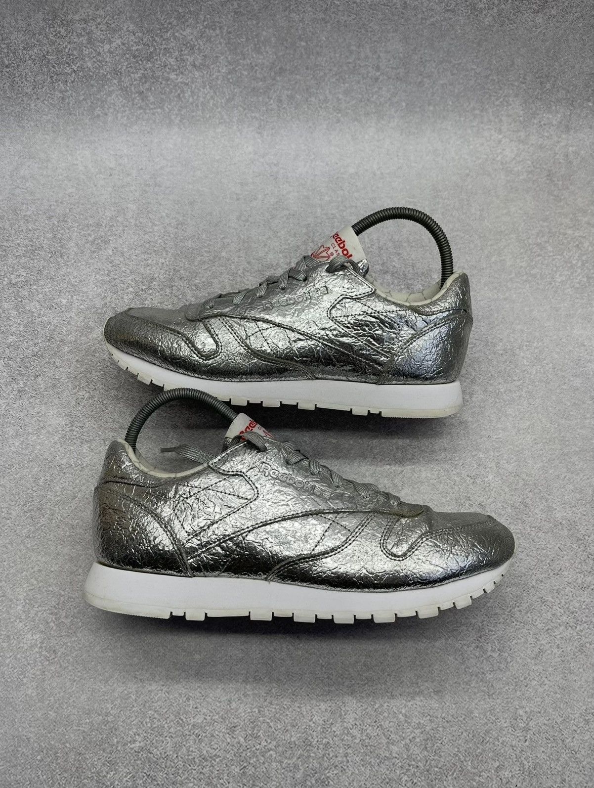 Reebok Womens Reebok Classic HD Leather Sneakers Silver Metallic Size US 8.5 / IT 38.5 - 2 Thumbnail