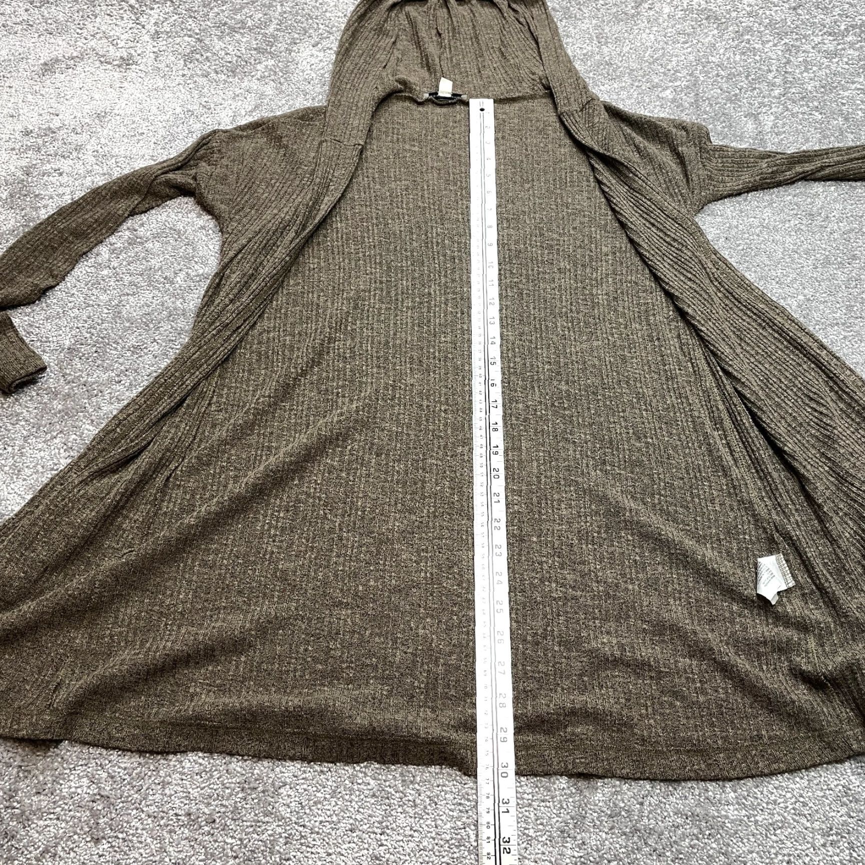 American Eagle Outfitters American Eagle Cardigan Sweater Womens XS Brown Waffle-Knit Hooded Pockets Quantum? Size XS / US 0-2 / IT 36-38 - 2 Thumbnail