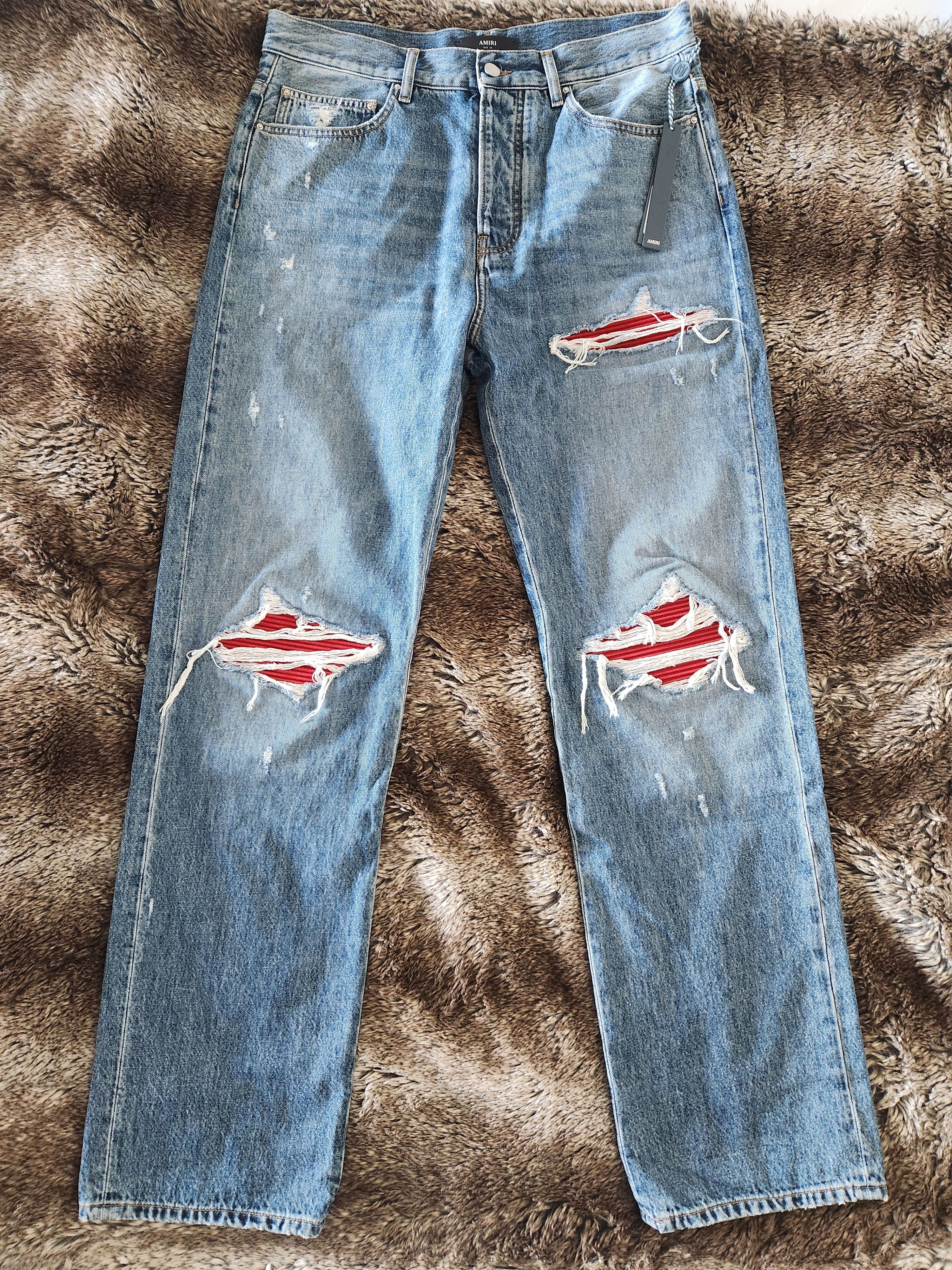 Amiri Amiri MX1 Red Suede Straight Jeans Size US 34 / EU 50 - 1 Thumbnail