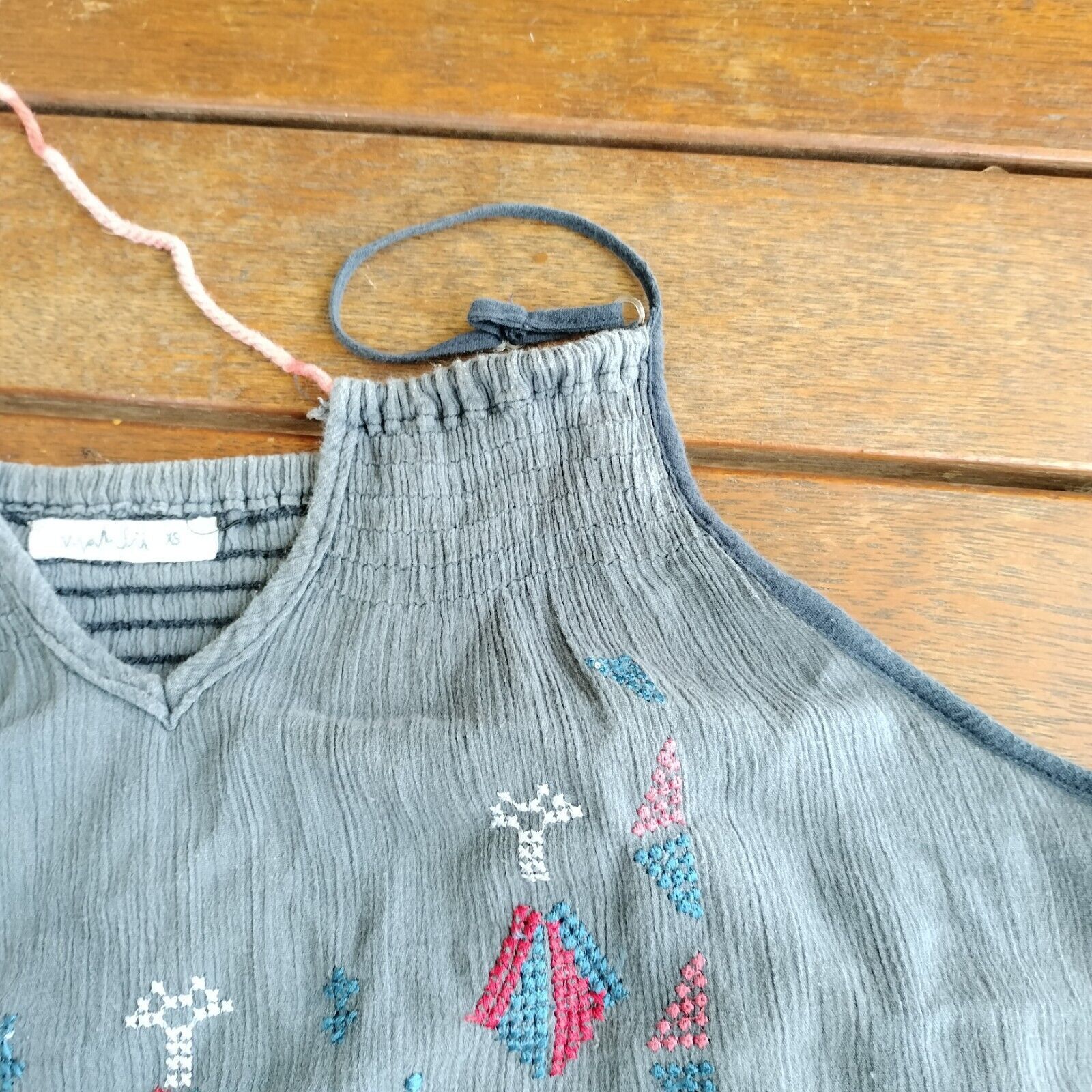 Designer Mahlu Tank Top Singlet Tassel Embroidered Summer Hippie Boho Size XS / US 0-2 / IT 36-38 - 13 Thumbnail