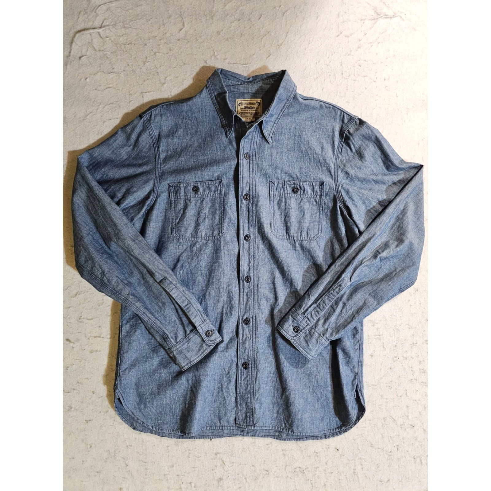 Polo Ralph Lauren VINTAGE Polo Ralph Lauren Button-Up Shirt Denim Goods 80s 90s Mens L Blue Cotton Shirt Polo Ralph Lauren Mens L Size US L / EU 52-54 / 3 - 2 Thumbnail