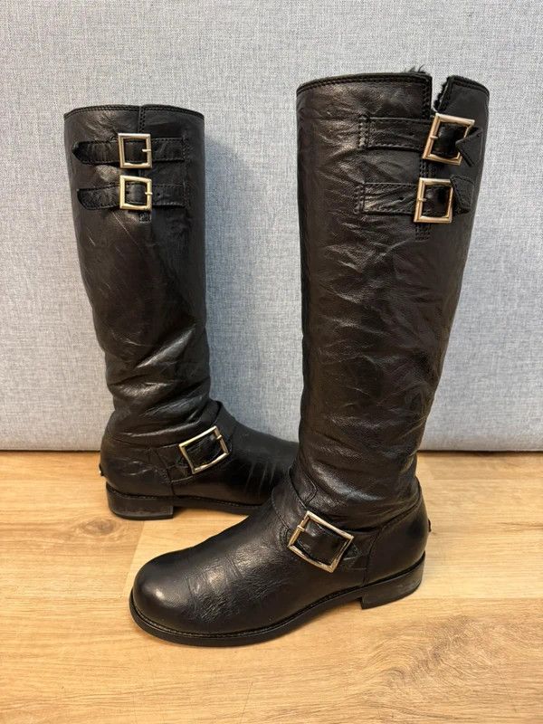 Jimmy Choo Jimmy Choo London Yule Grained Fur Leather Biker Boots 39 Size US 9 / IT 39 - 1 Thumbnail