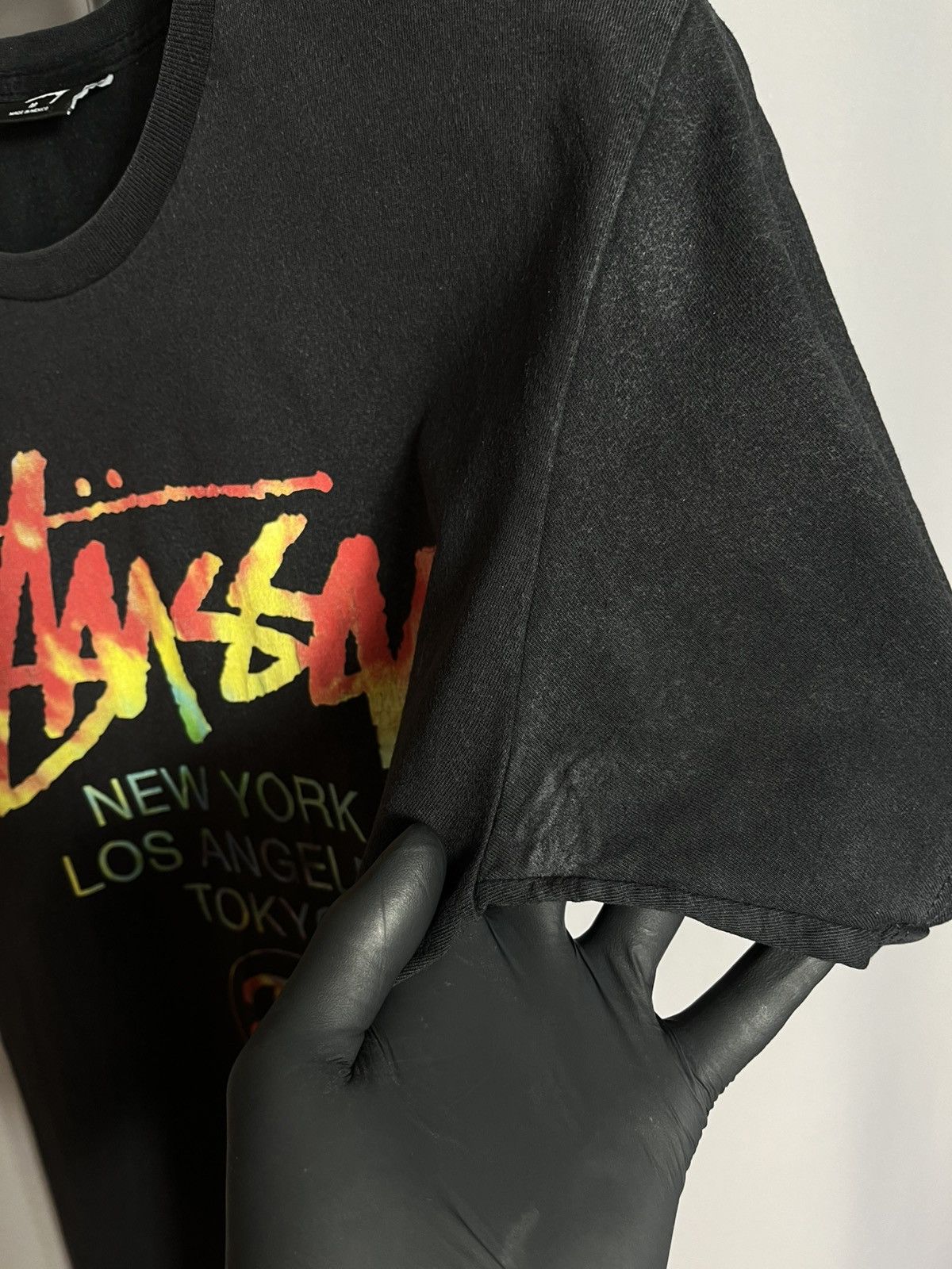 Stussy Stussy mens t-shirt black cotton Rainbow Size US M / EU 48-50 / 2 - 7 Thumbnail