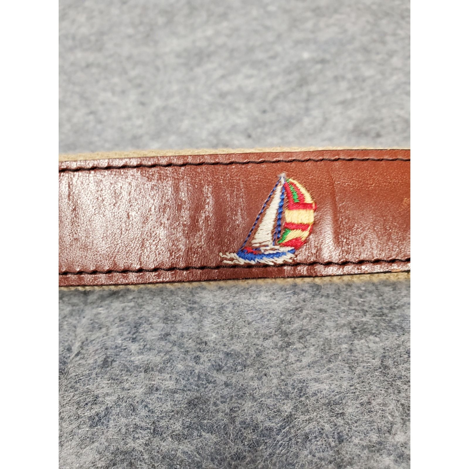Other Leather Man Ltd. Men's 42 Belt Leather Embroidered Nautical Size 42 - 7 Thumbnail