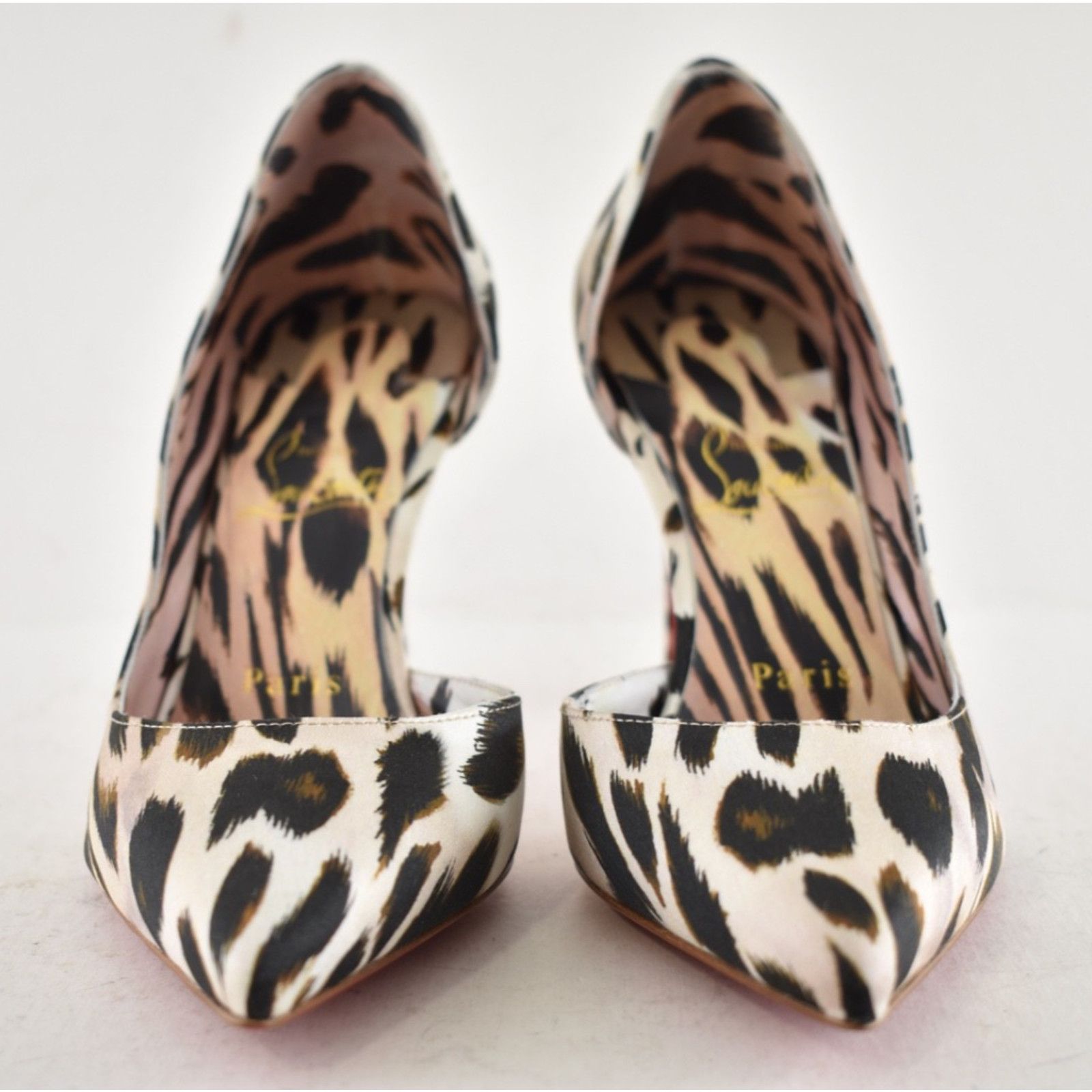 Christian Louboutin Christian Louboutin Iriza 85 Cheetah Crepe Satin Pump 37.5 Size US 7.5 / IT 37.5 - 5 Thumbnail
