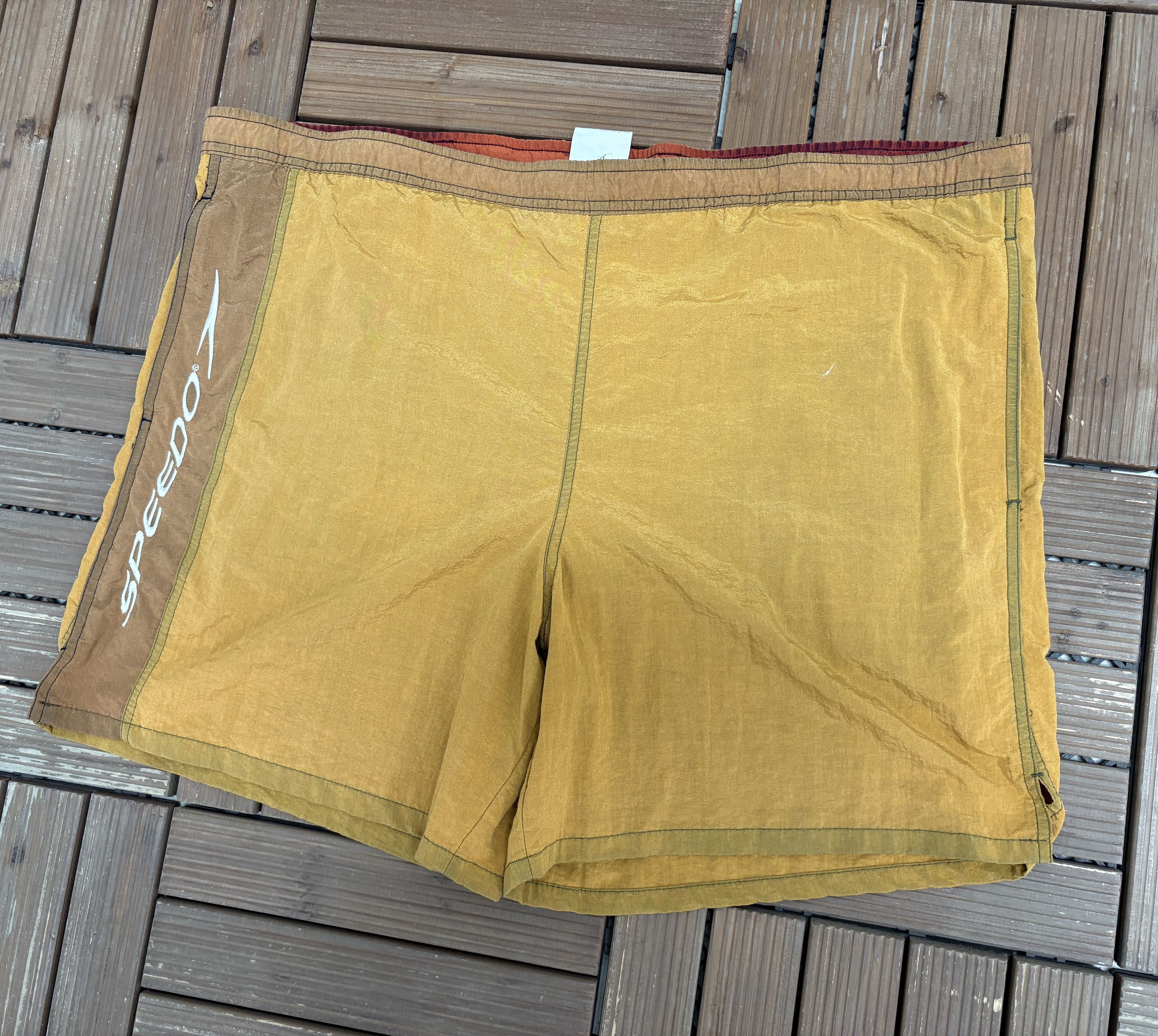 Vintage Speedo Embroidered Vintage Beige Brown Track Shorts Size US 41 - 3 Thumbnail