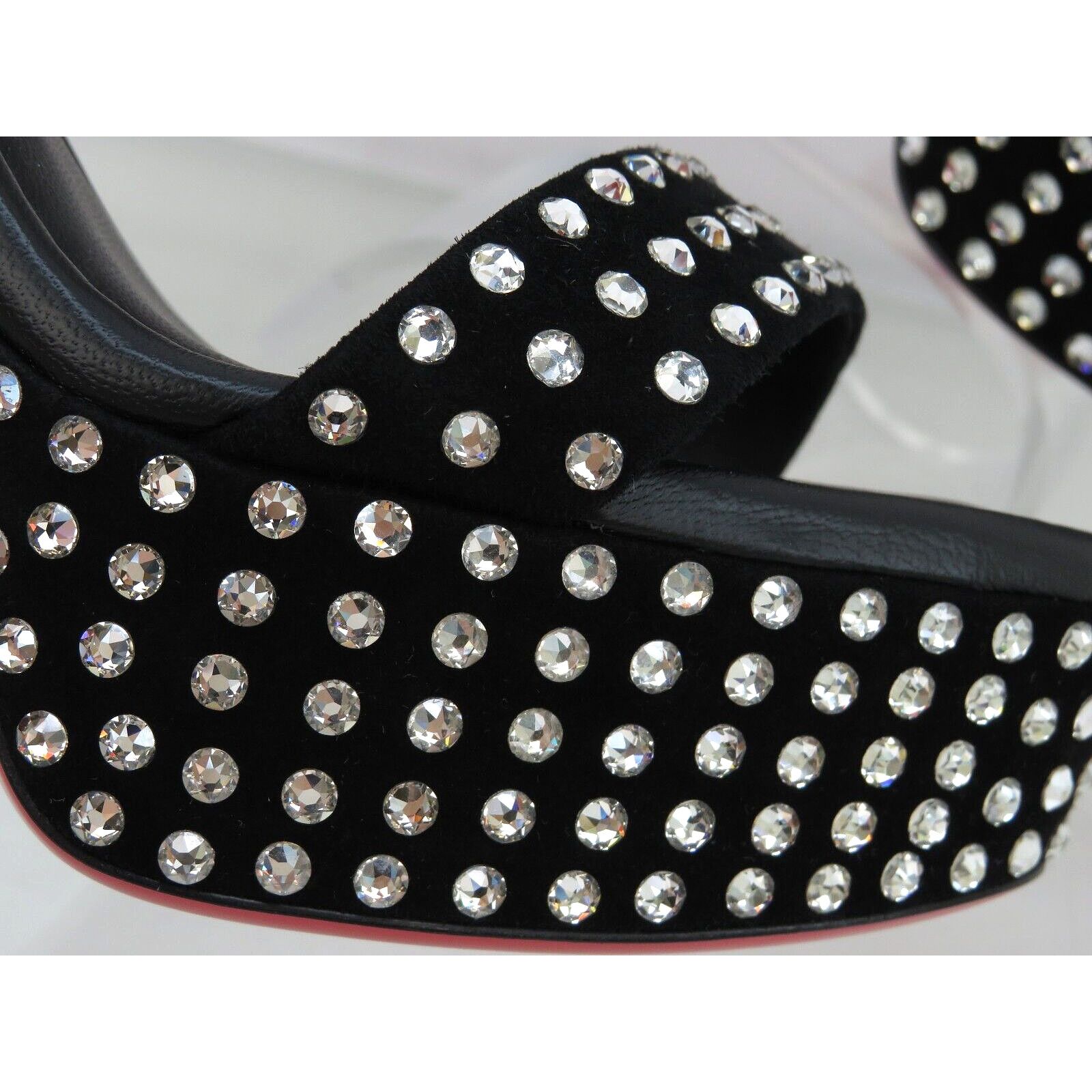 Christian Louboutin MOVIDA JANE BLACK SUEDE CRYSTALS PLATFORM SANDAL PUMPS 39 Size US 9 / IT 39 - 8 Thumbnail
