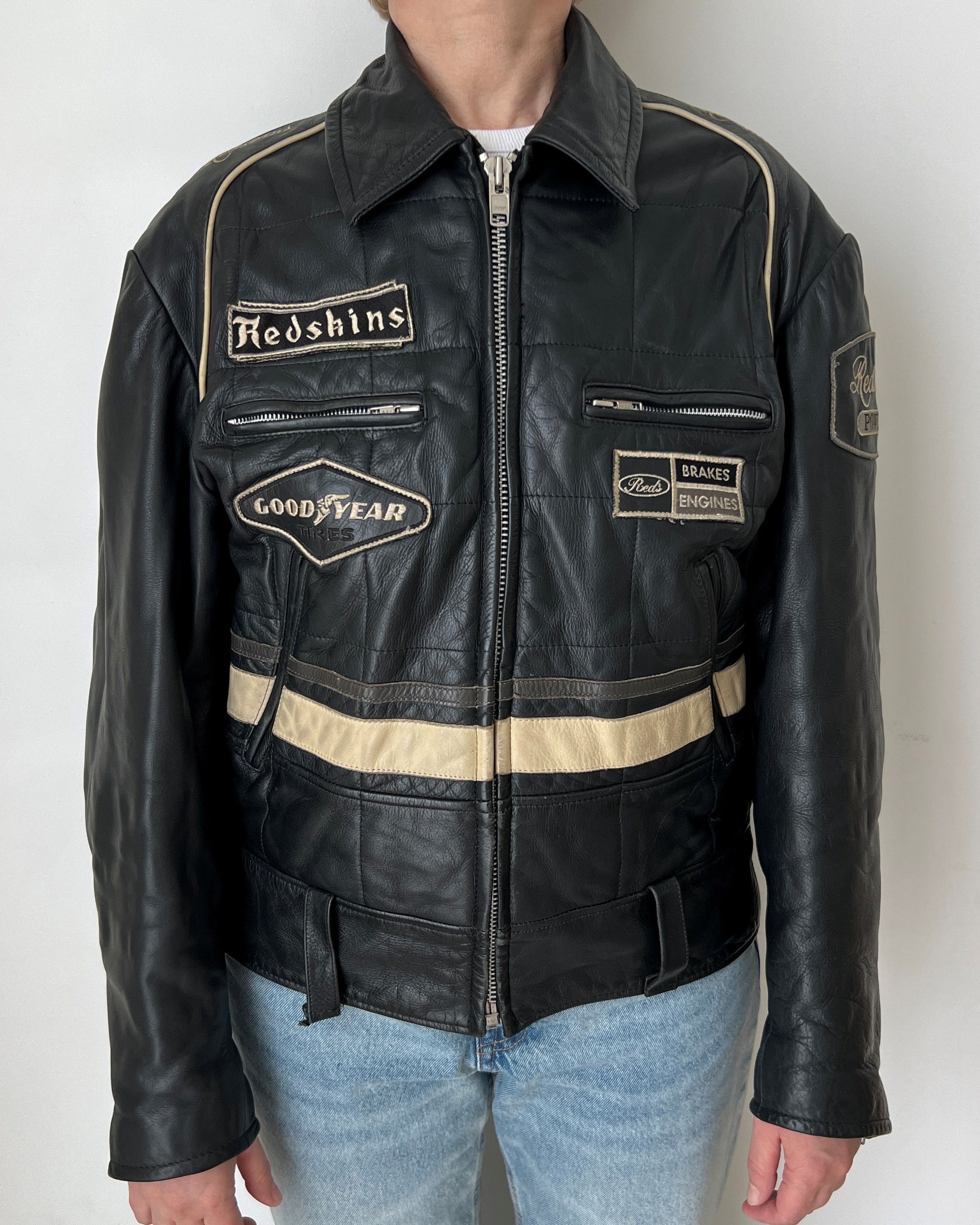 Other VINTAGE Y2K RED SKINS MOTORCYCLE BIKER LEATHER JACKET Size L / US 10 / IT 46 - 1 Thumbnail