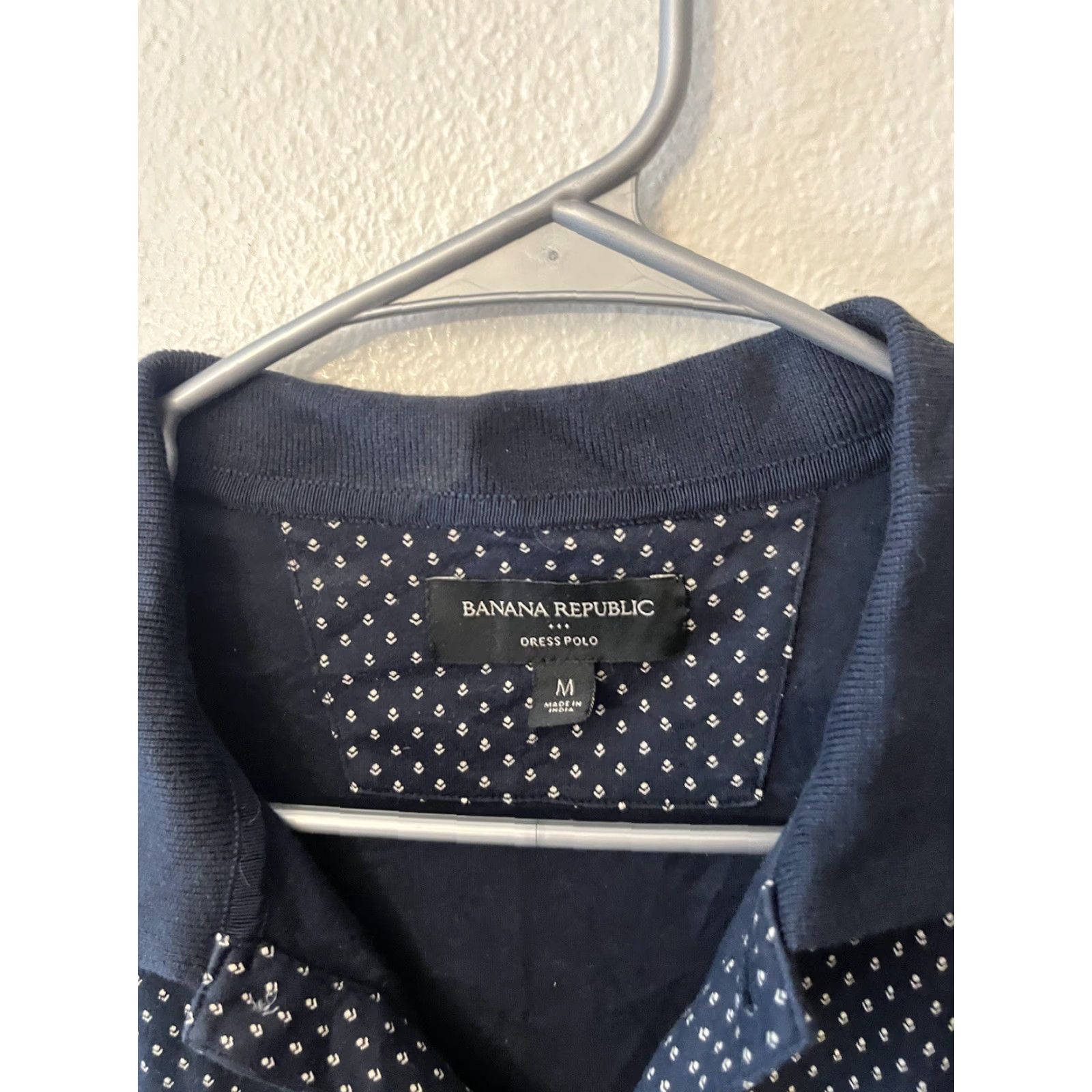 Banana Republic Banana Republic Polo Shirt Men M Blue Geometric Short Sleeve Dress Polo 100% Cotton Mens Size 40R - 2 Thumbnail