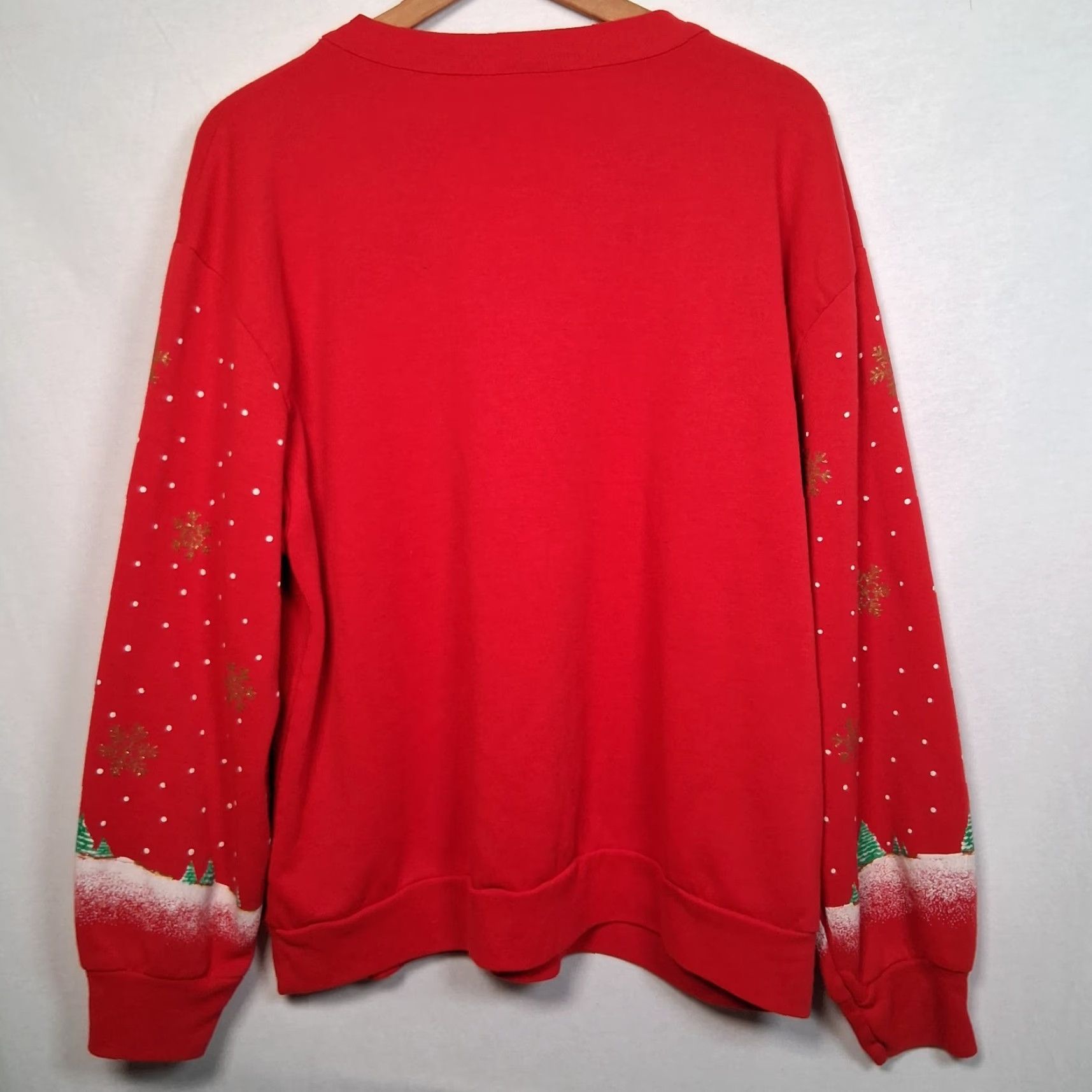 Vintage VINTAGE Holiday Time Sweatshirt Women L Red Christmas Ice Skate Glitter Graphic Cozy Pullover Size L / US 10 / IT 46 - 2 Thumbnail