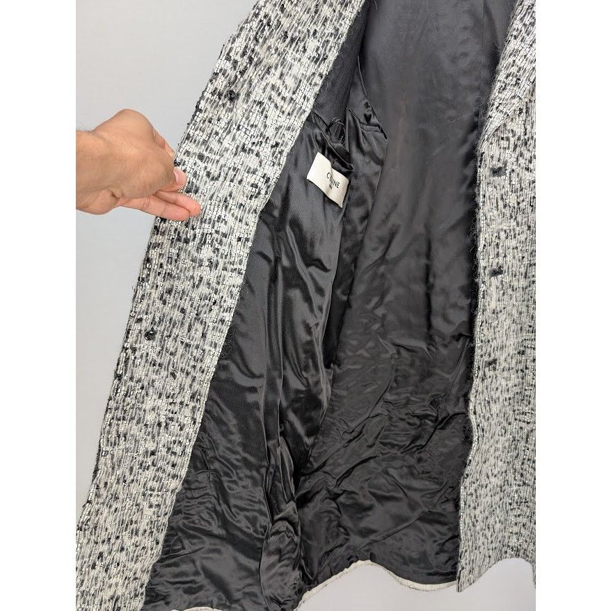 Celine o1rshd1 Hand Woven Wool Coat Jacket in Grey/Black Size US M / EU 48-50 / 2 - 8 Thumbnail