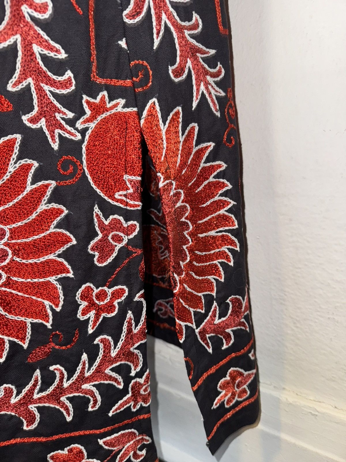 Handmade Turkish Red Black Handmade Embroidered Full Length Kaftan Size ONE SIZE - 16 Thumbnail