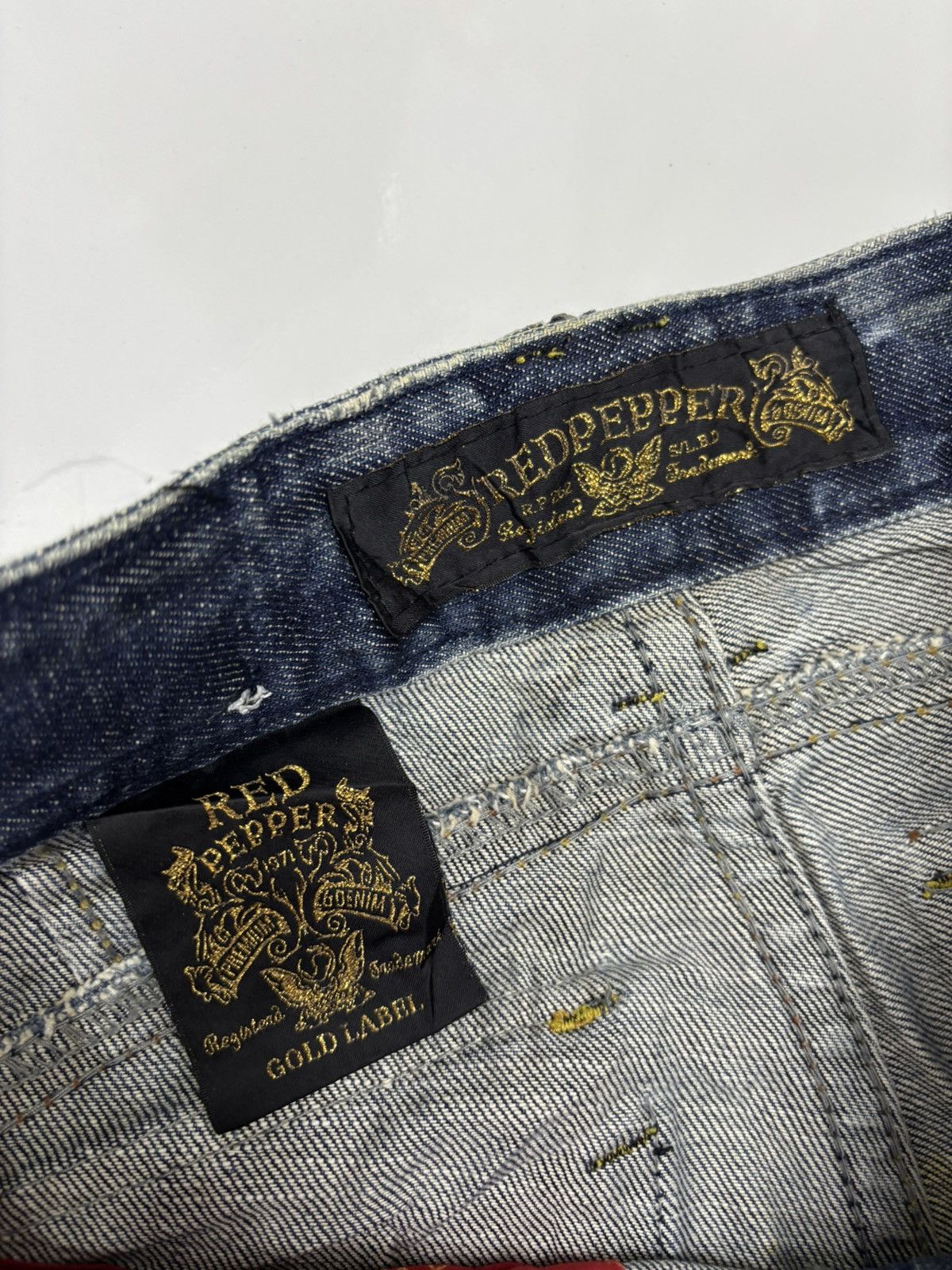 If Six Was Nine RED PEPPER FLARE JEANS BOOTCUT DISTRESSED DENIM Size 27" / US 4 / IT 40 - 10 Thumbnail