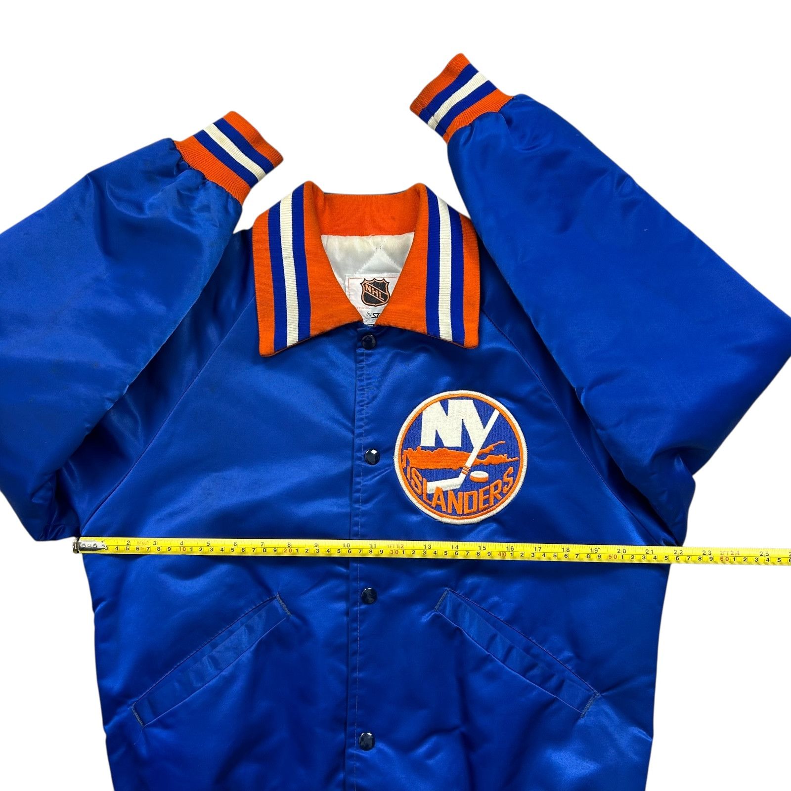 NHL VTG 90s NEW YORK ISLANDERS STARTER SATIN JACKET SPELL OUT Size US M / EU 48-50 / 2 - 15 Thumbnail
