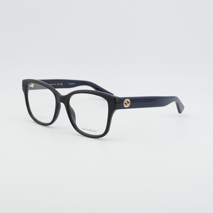 Gucci Gucci GG1340O 010 Eyeglasses Shiny Black/Blue 55mm Square Size ONE SIZE - 1 Thumbnail