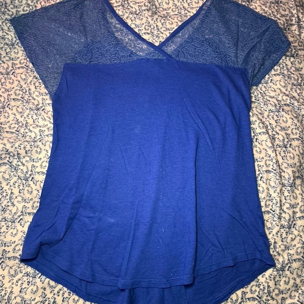 Express Express Small Blue Lace Blouse T Shirt Size S / US 4 / IT 40 - 3 Thumbnail