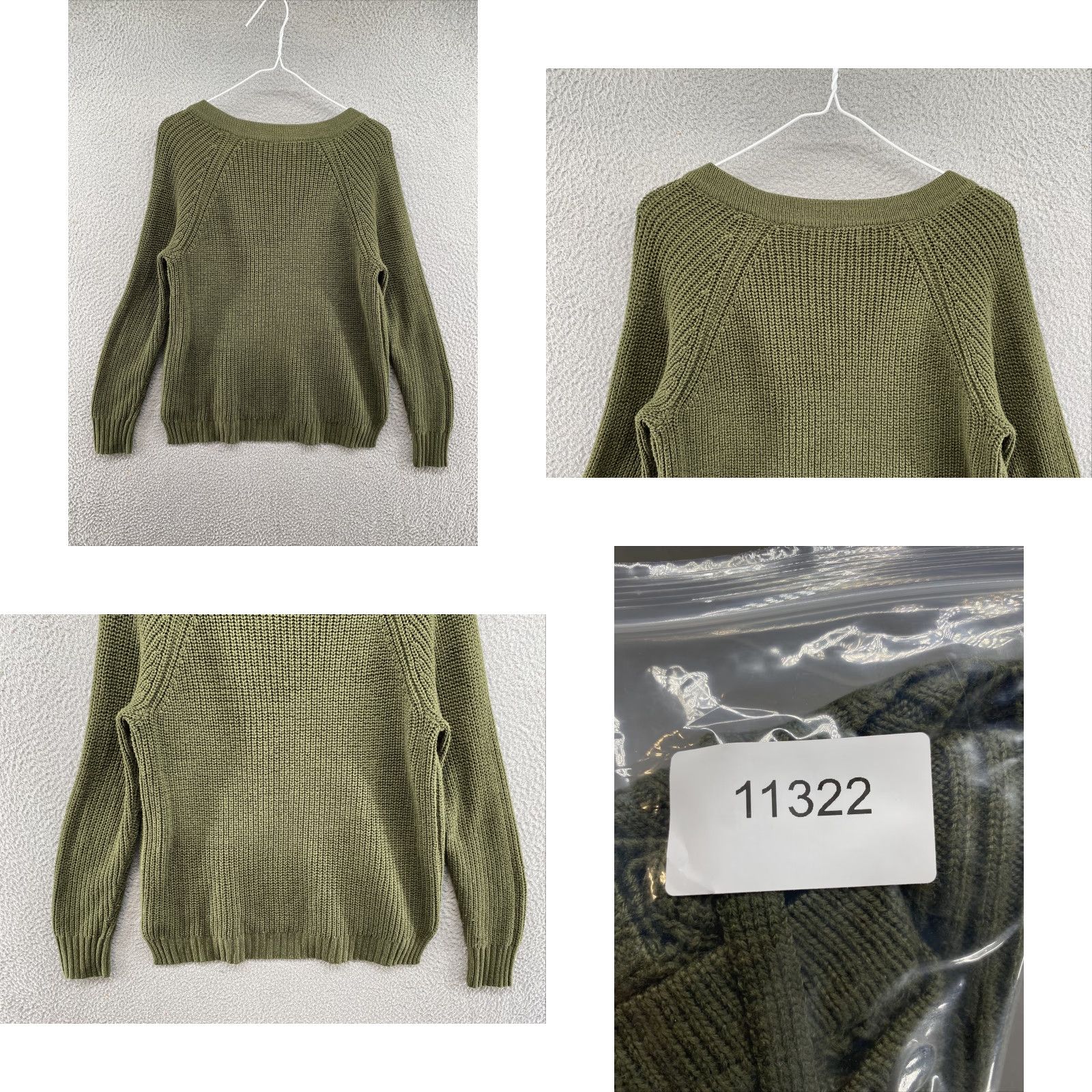 Vintage Pout Women’s V Neck Lace Up Green Knit Sweater M Size Medium Shirt Pullover Womens Size M / US 6-8 / IT 42-44 - 8 Thumbnail