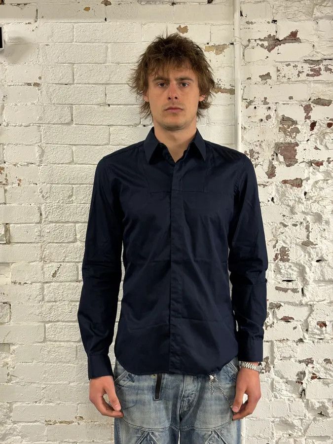 Givenchy 2000s Givenchy Navy Classy Mafia Shirt Size US M / EU 48-50 / 2 - 2 Thumbnail