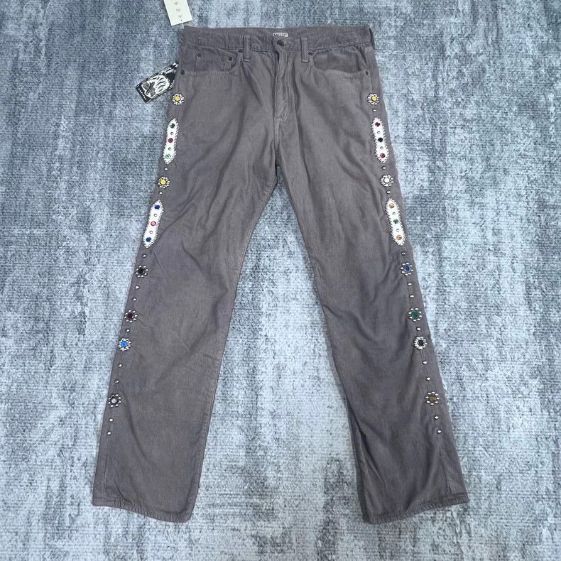 Kapital Kapital Velvet Beaded Pants in Brown Gray Size US 34 / EU 50 - 1 Thumbnail