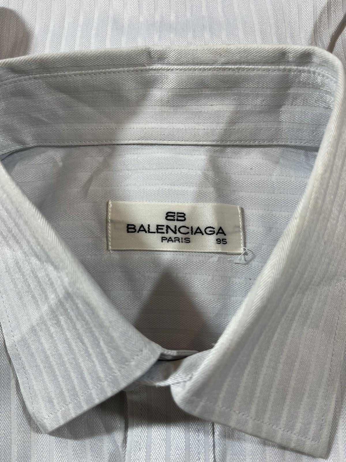 Balenciaga Balenciaga Paris Herringbone Stripe Long Sleeve Dress Shirt Size US M / EU 48-50 / 2 - 7 Thumbnail