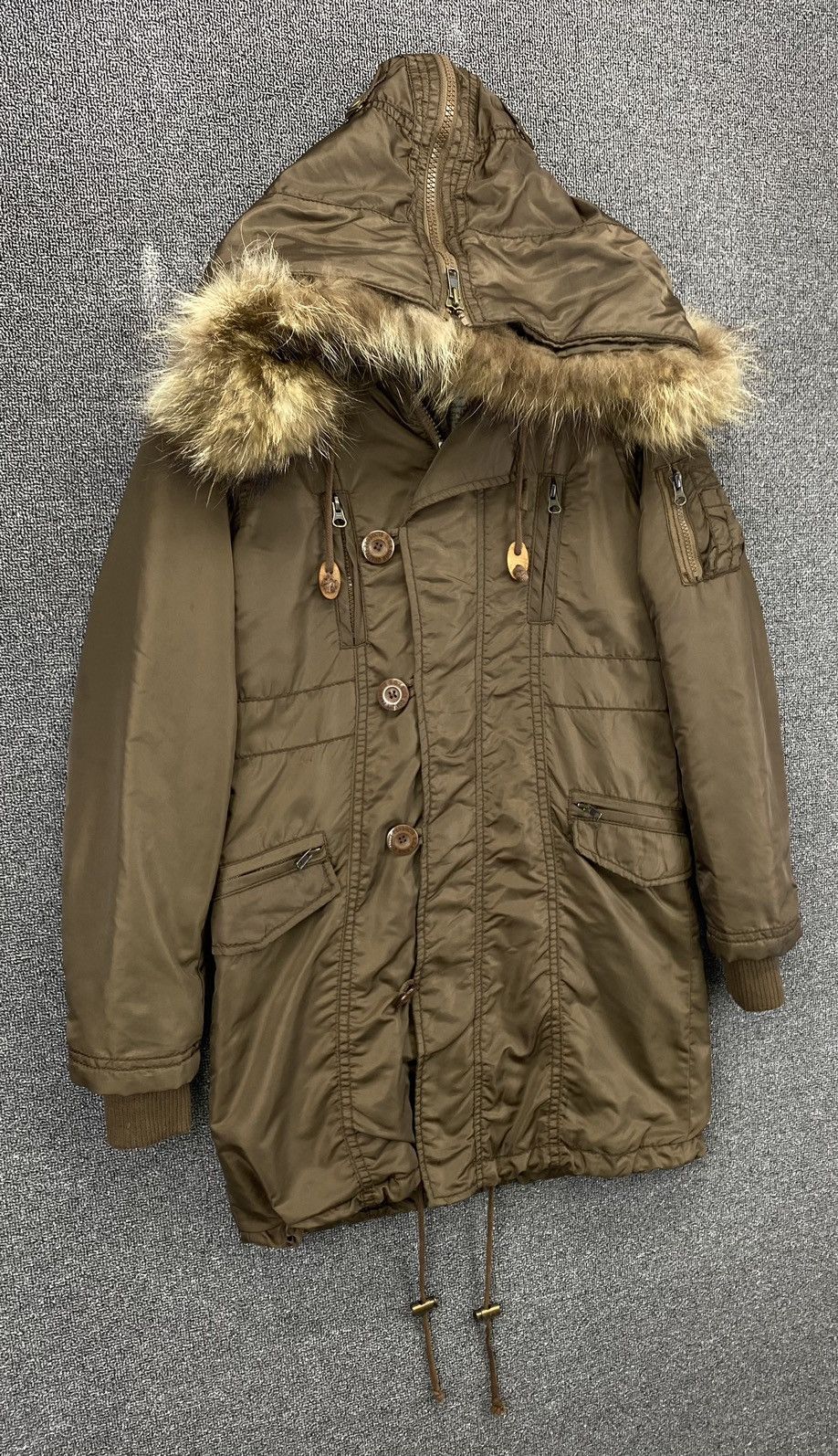 If Six Was Nine 2000s G.O.A - Fur Hoodie Brown Long Jacket Size S / US 4 / IT 40 - 2 Thumbnail