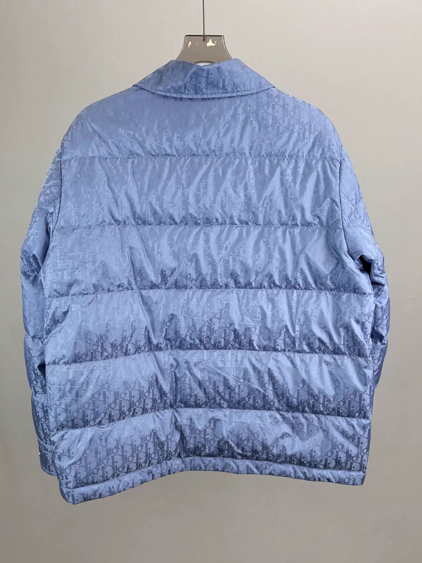 Dior DIOR New Blue Oblique All-Over Logo Lapel Down Jacket Size US XL / EU 56 / 4 - 2 Thumbnail